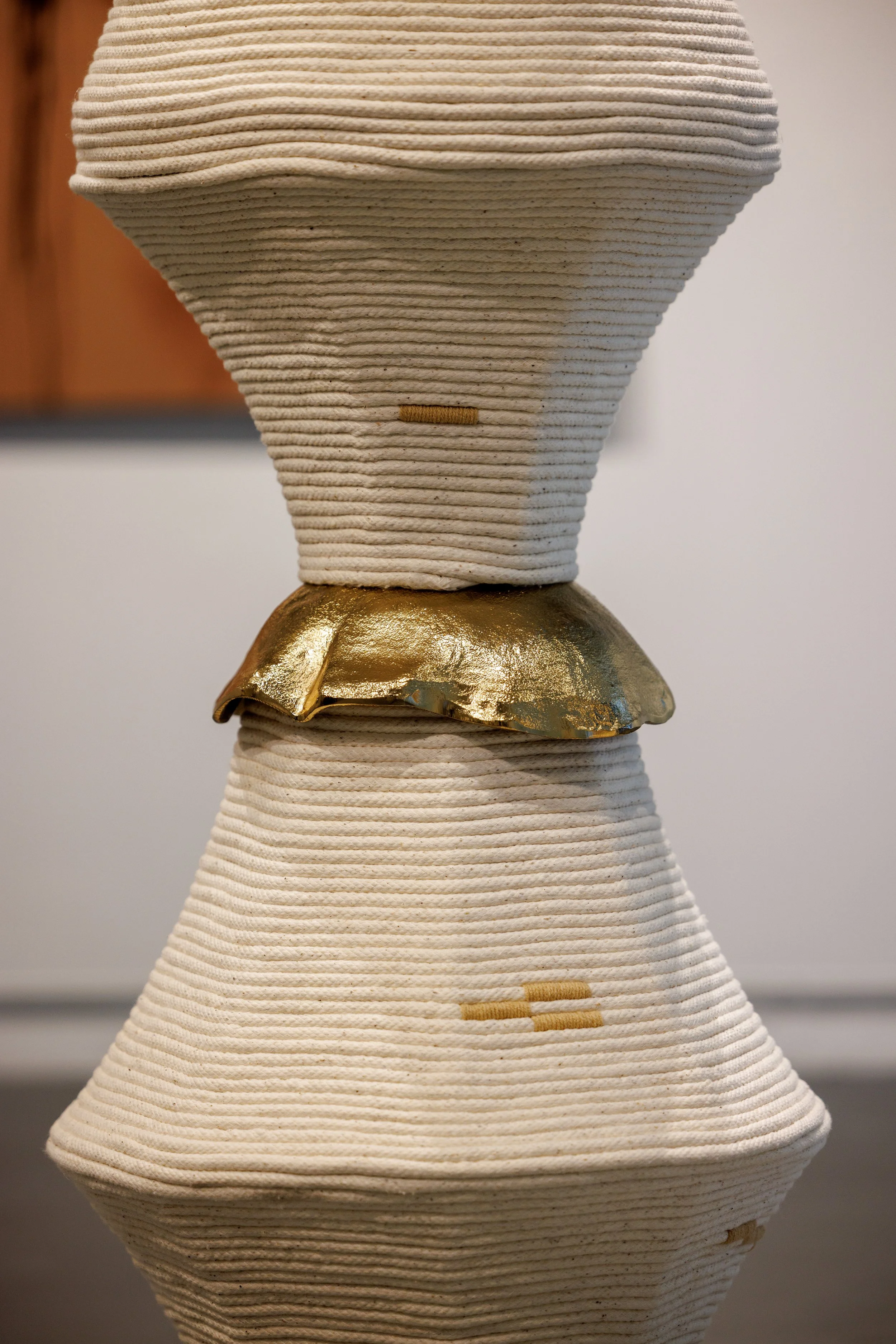 Inject the song of life into my veins to wake me up, 2026, Detail
Steel, cotton cord, yarn, acrylic yarn
80” x 19” x 17”