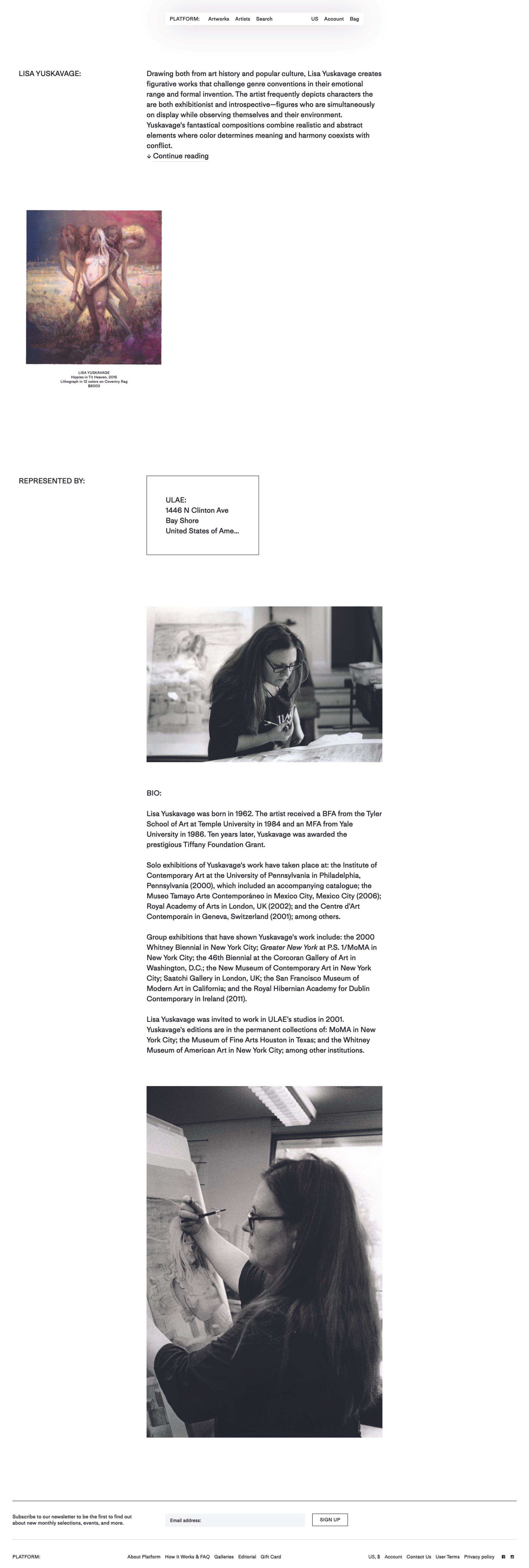 Lisa Yskavage's artist bio on David Zwirner's Platform