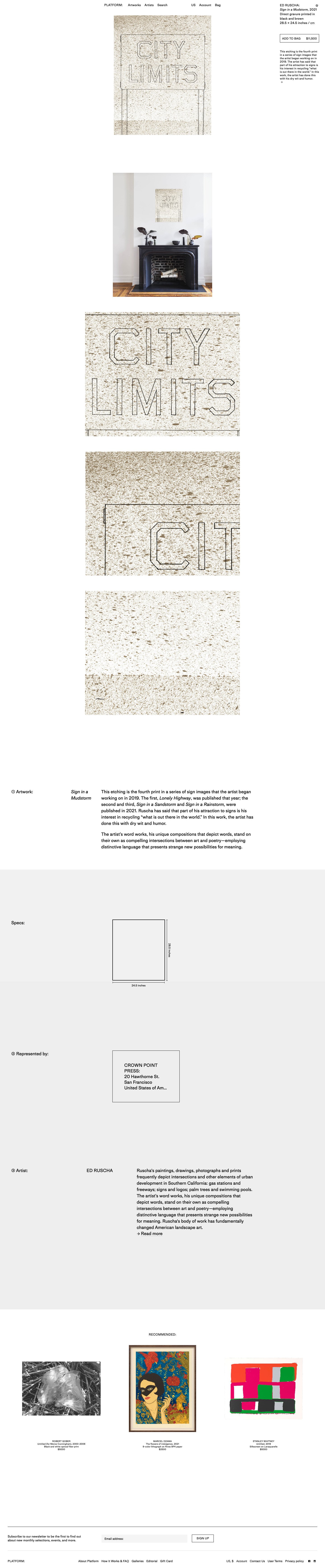 Artwork for Sale by Ed Ruscha on David Zwirner's Platform