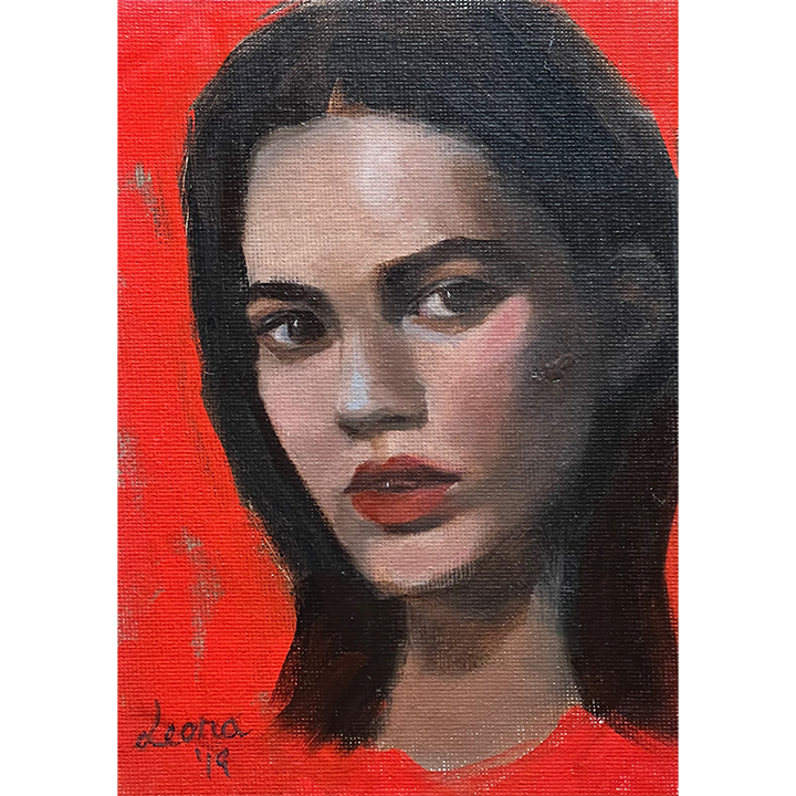 *Olivia Leona Lady in Red Oil 5" x 7" $300.png