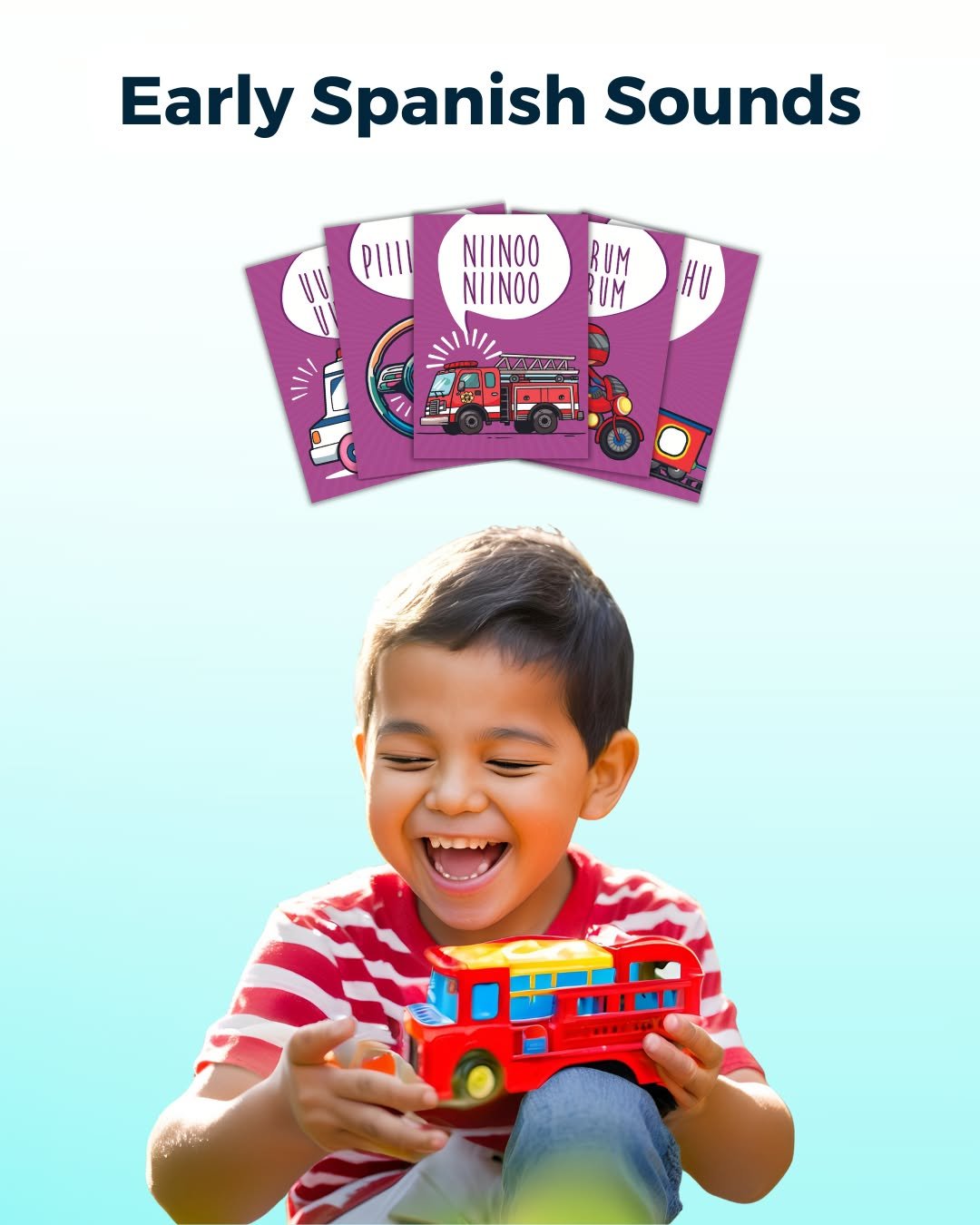 Start strong with Habla Sonidos 💬✨
These 50 playful, color-coded cards help little ones explore early sounds through actions, animals, vehicles, music, and emotions.
🎵 Boost imitation, play, and vocab with every sound—because every word beg