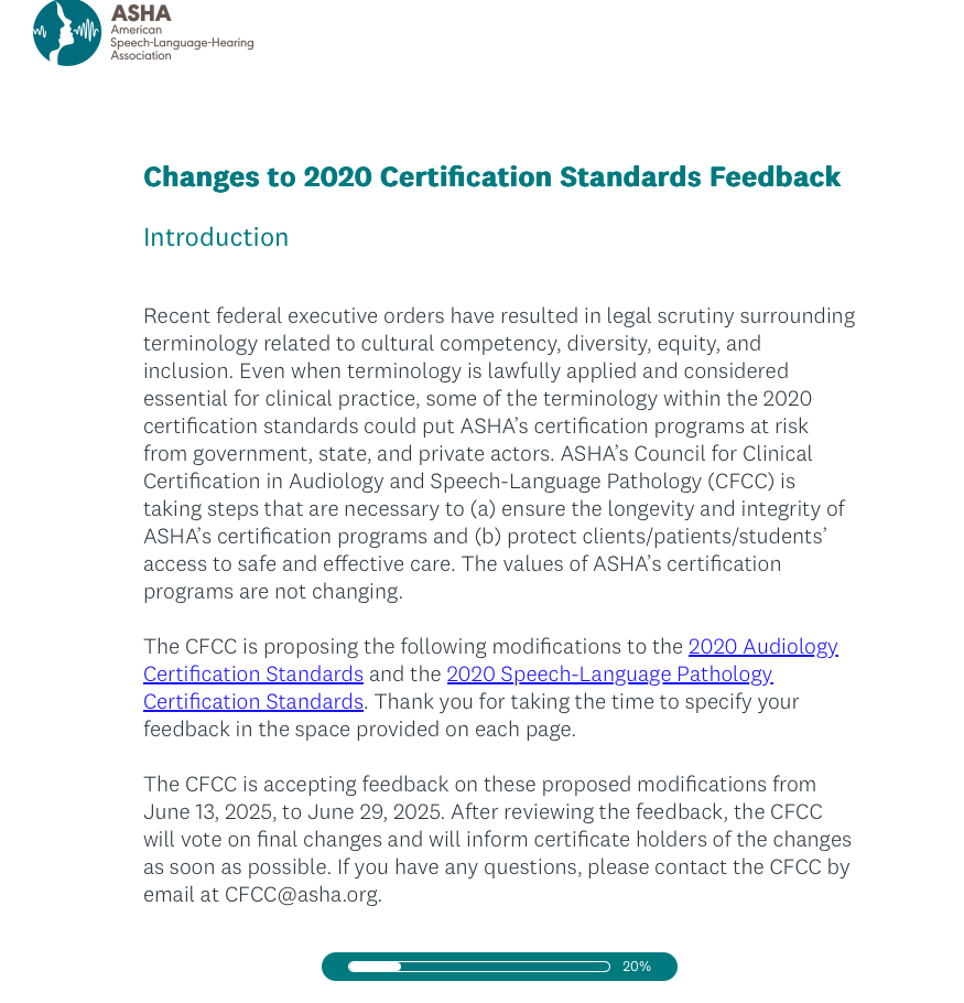 Thoughts on ASHA’s Proposed Certification Standards Changes