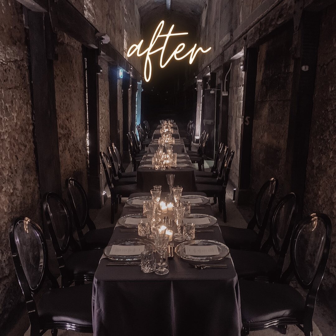 👉🏼 swipe for the before..
Not your typical event space that&rsquo;s for sure! Fluorescent lighting and no running water 🚩🚩
But with a lot of hard work we turned it into a fine dining experience for 30 guests of @eosydney