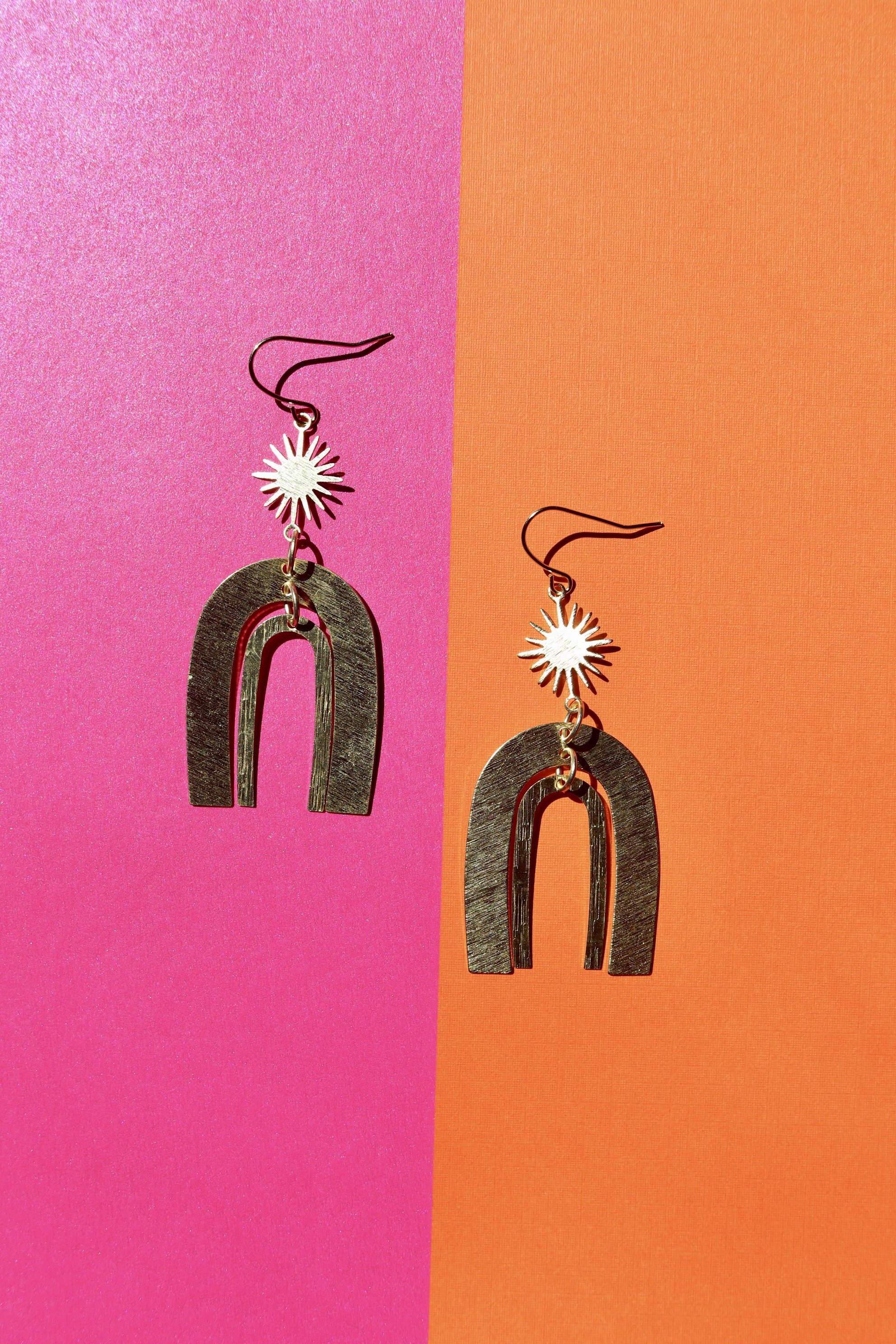 HELLO SUNSHINE Arch Brass Earrings