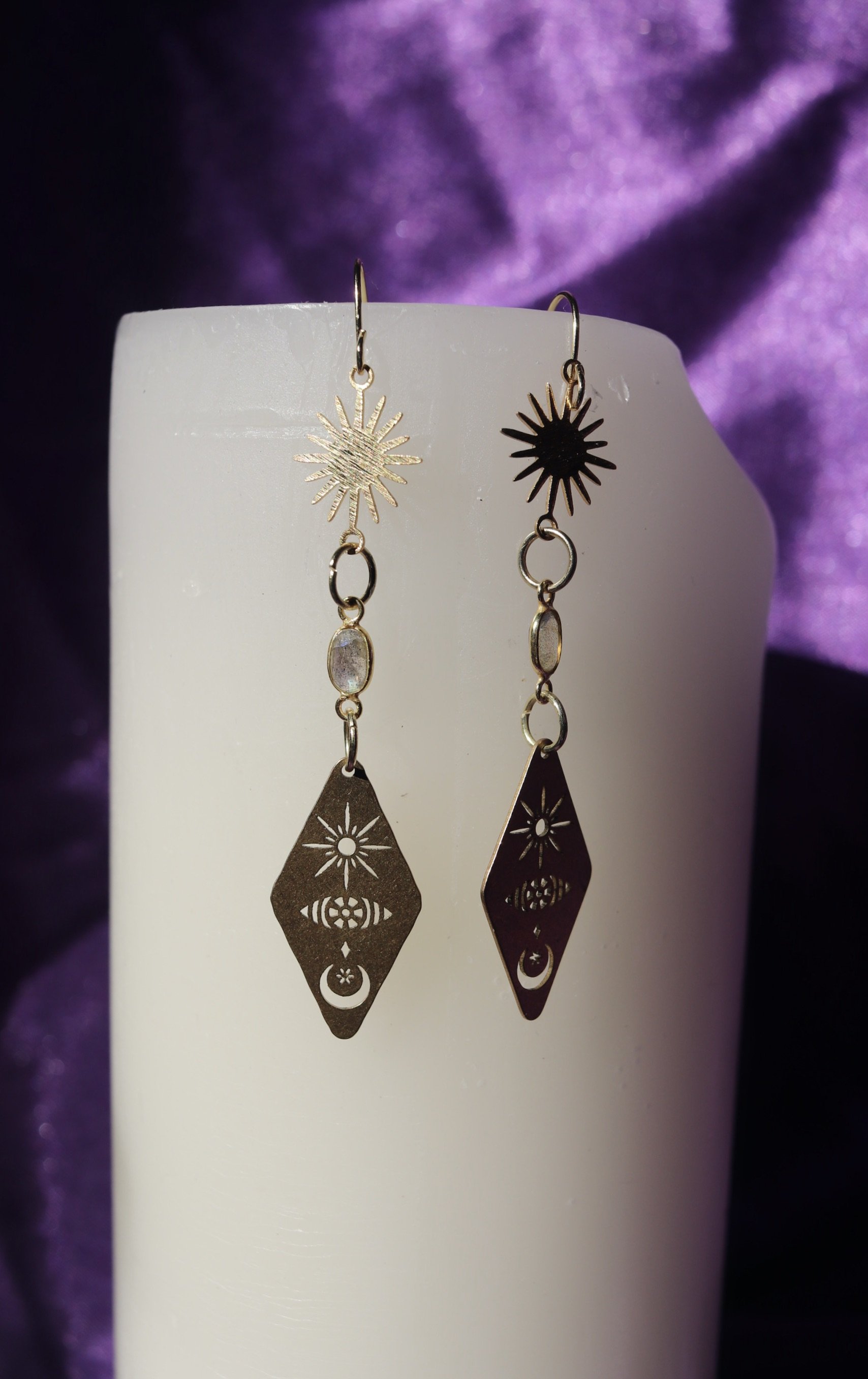 COSMOS Labradorite Brass Earrings