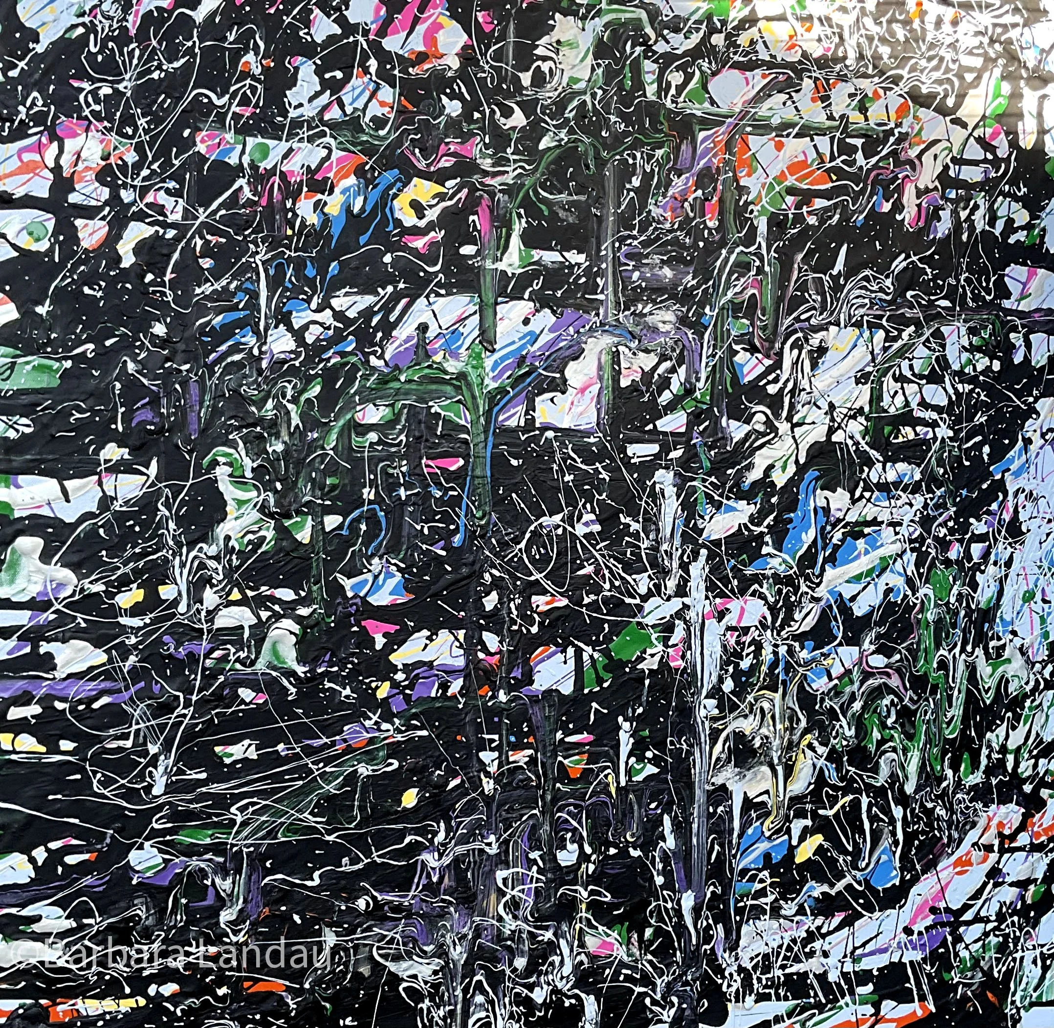 Soon Winter ©️2025 Barbara Landau - Acrylic, Mixed Media on Canvas - 40" x 40" x 1.5"