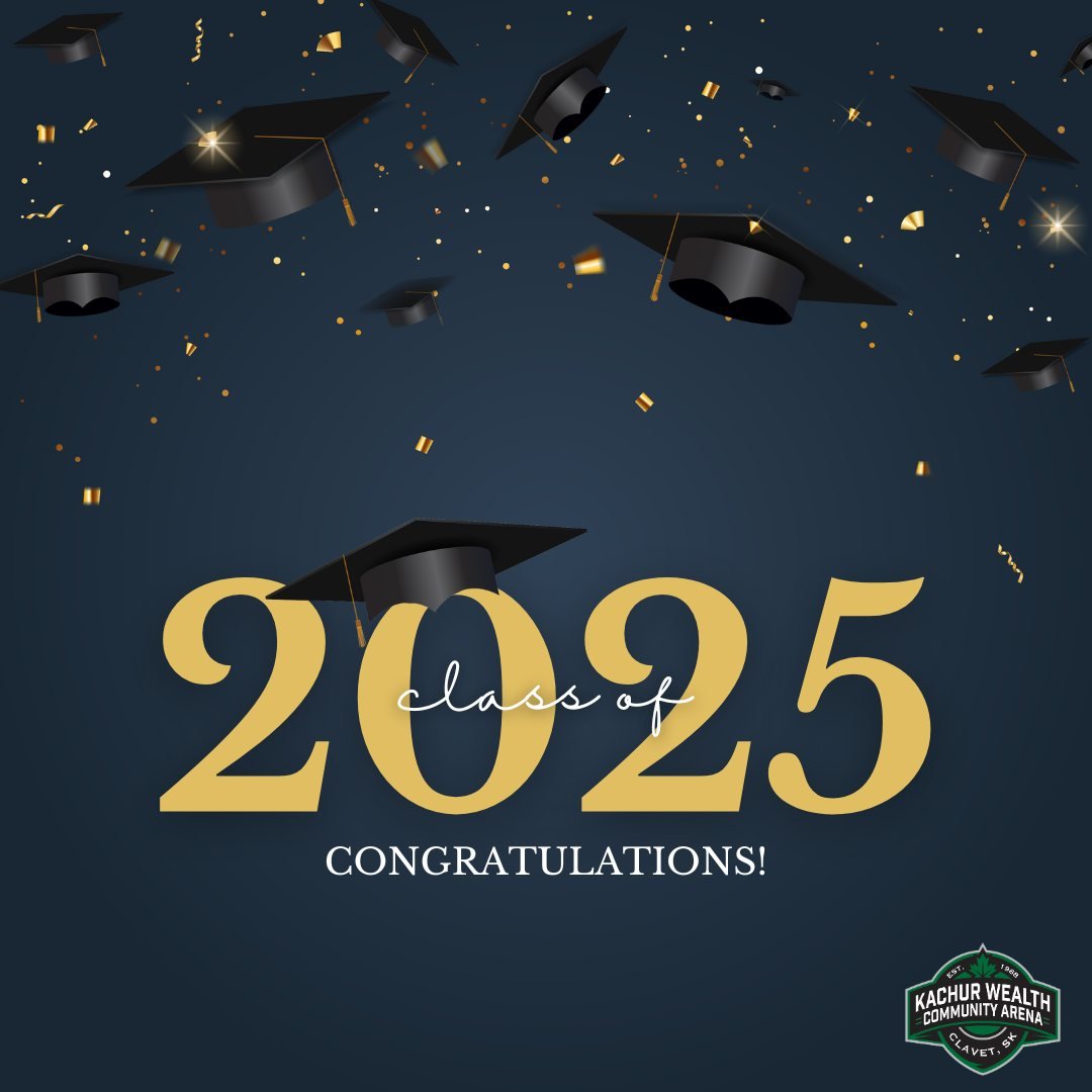 🎓 Cheers to the Clavet Class of 2025! 🎓

To all the grads who spent their winters at the rink, whether on the ice chasing goals, perfecting routines, or working hard behind the counter at the canteen, thank you for being part of our arena family. ?