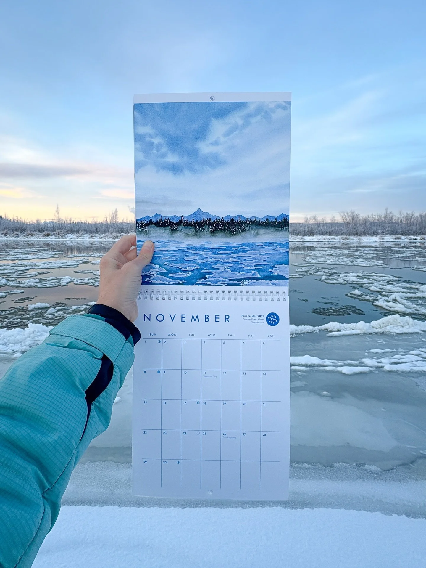 The pancake ice is here and so are the last of my (seasonally appropriate) 2026 calendars!

Experience Alaska&rsquo;s shifting colors, textures, and landscapes through twelve original watercolor paintings. Each month features a perforated page that c