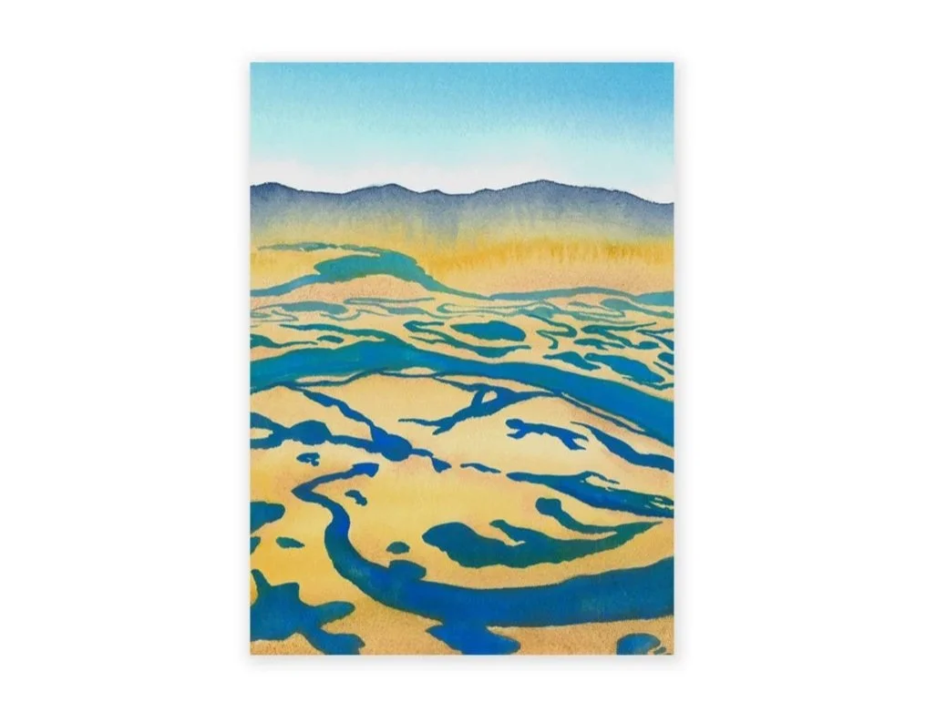 Paths + Pools | 5x7" | Original watercolor on paper | 2025