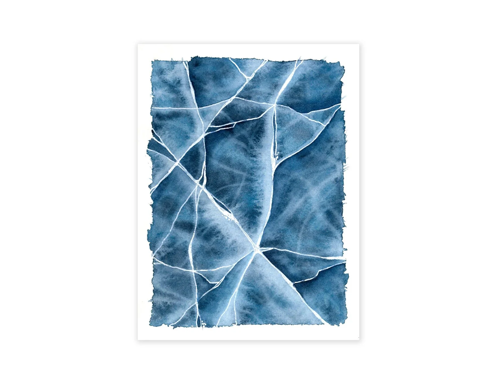 Fractured Blues Study | 5x7" | Original watercolor on paper | 2025
