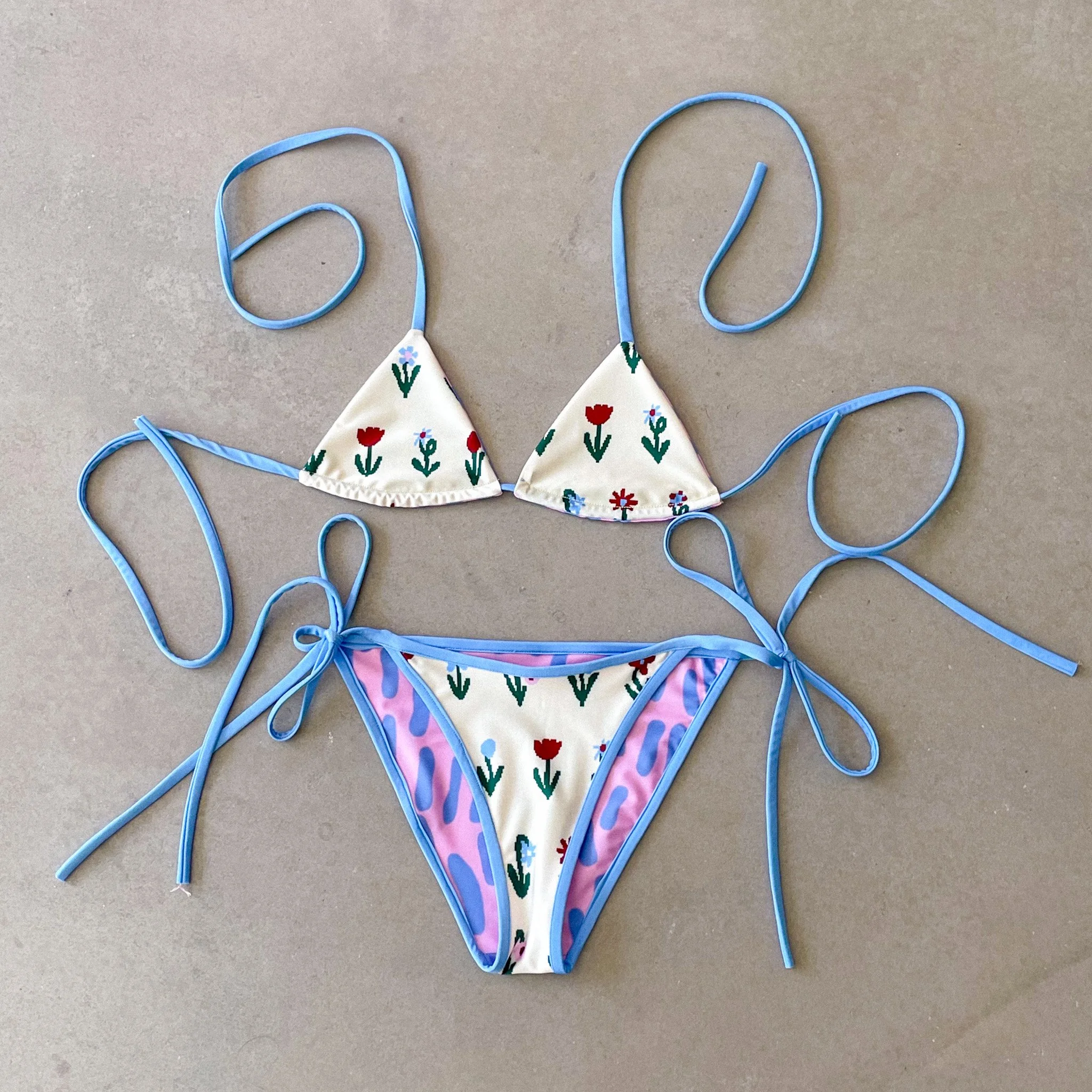 BEIGE FLOWERS SWIMWEAR