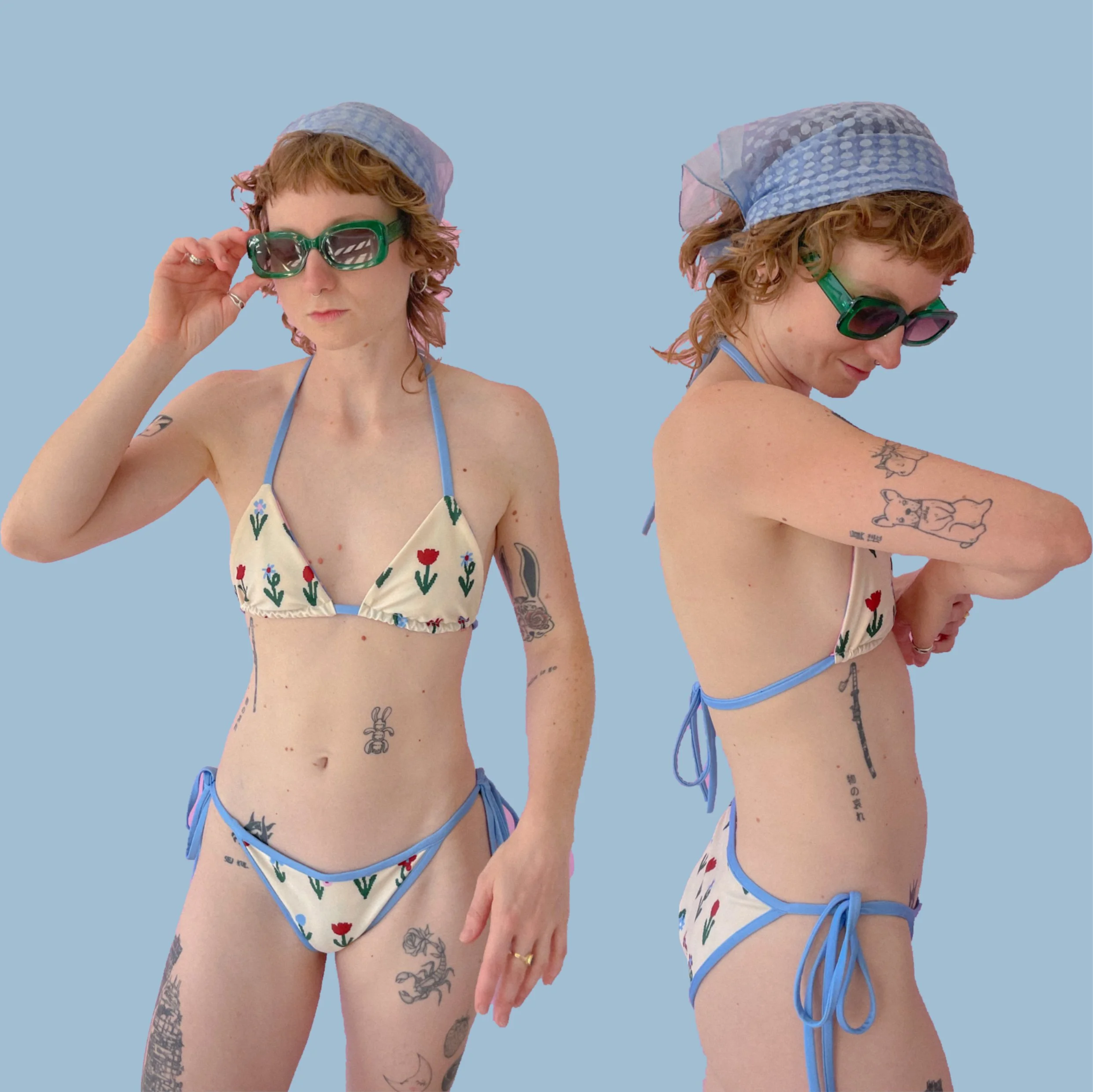 BEIGE FLOWERS SWIMWEAR