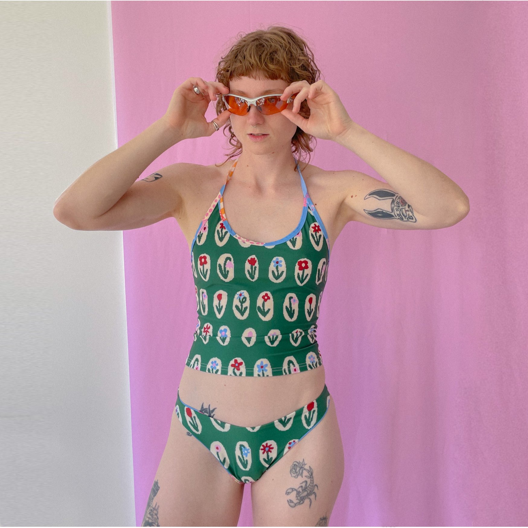 GREEN FLOWERS SWIMWEAR