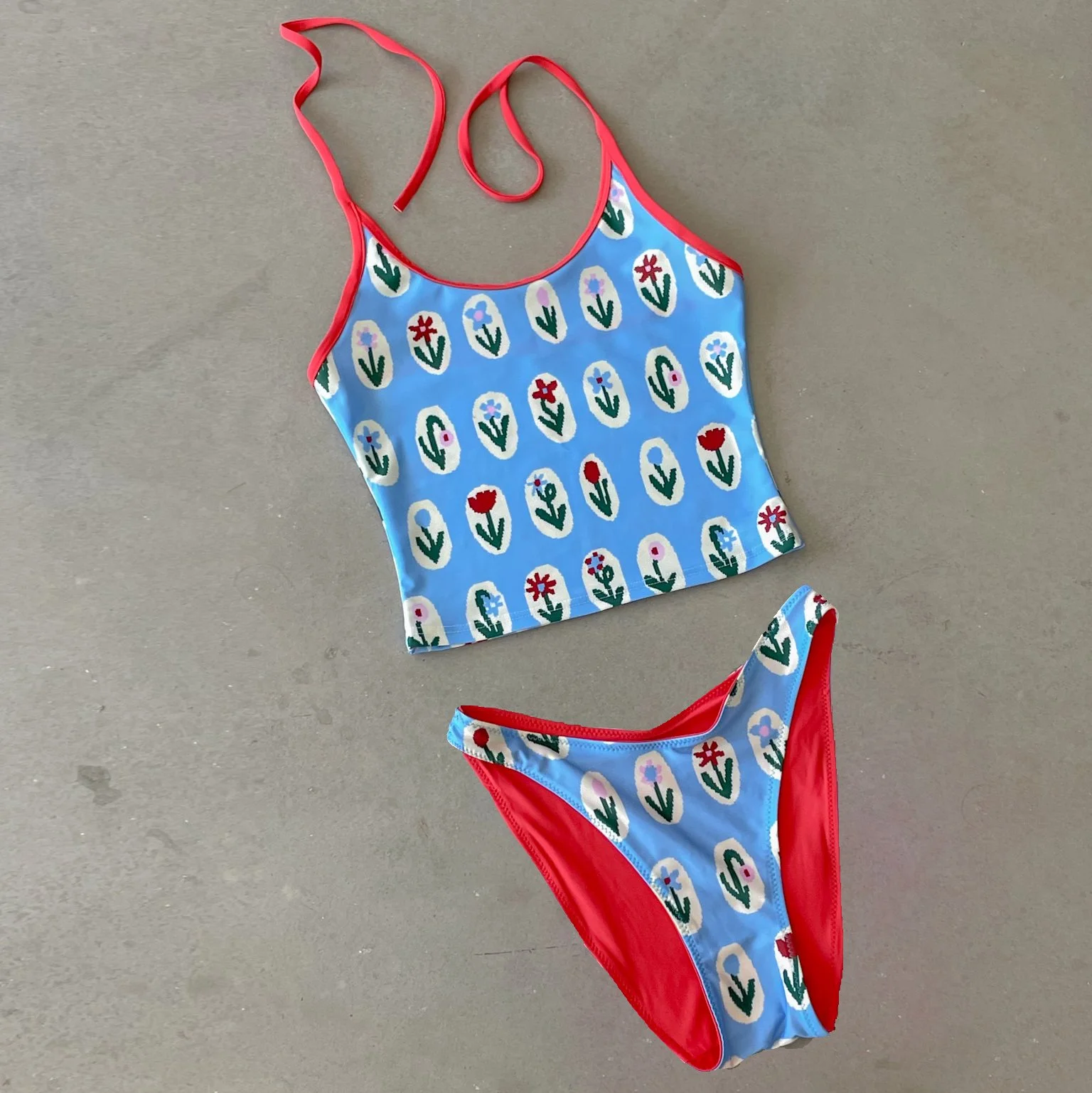 BLUE FLOWERS SWIMWEAR