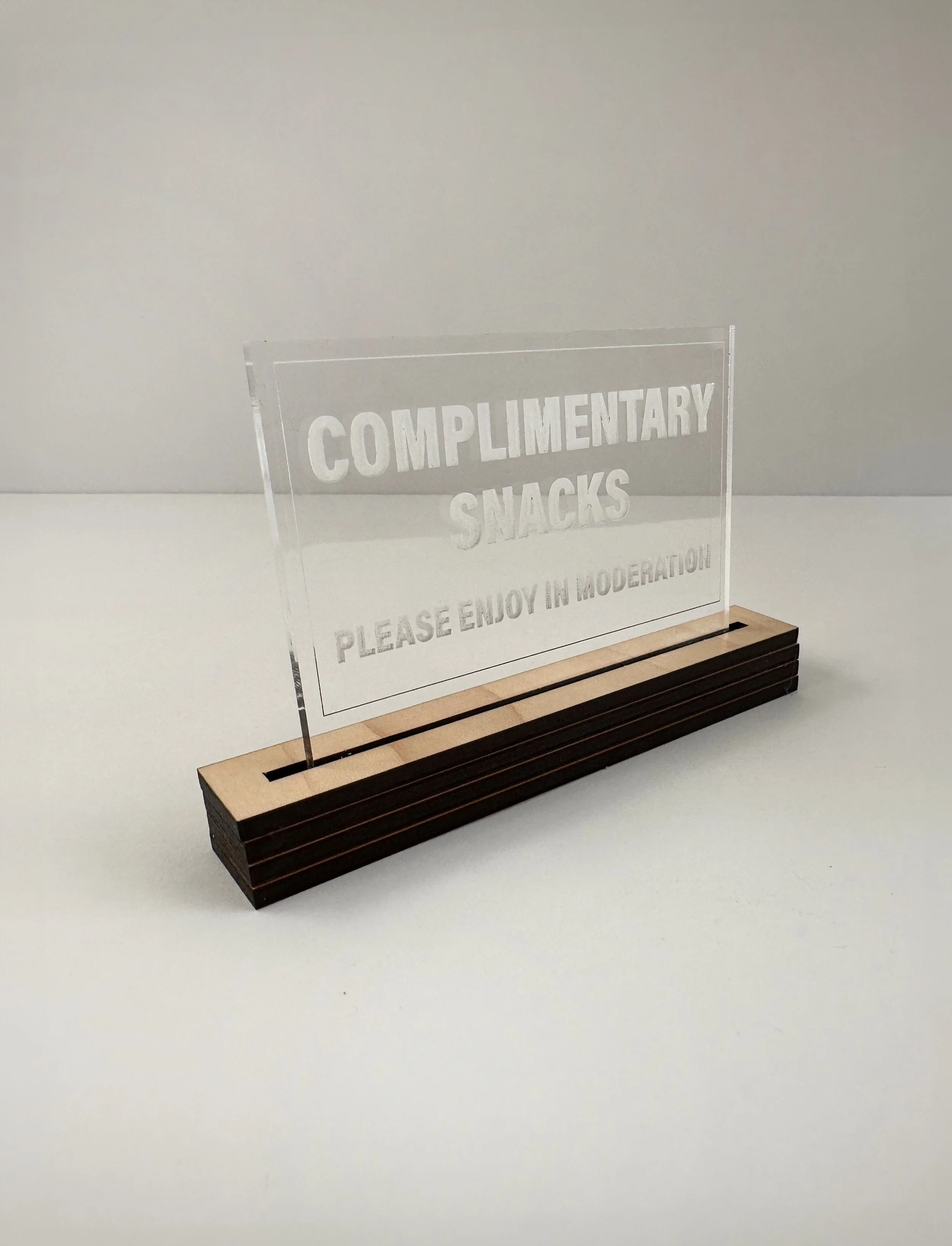 Complementary Snacks. Sign