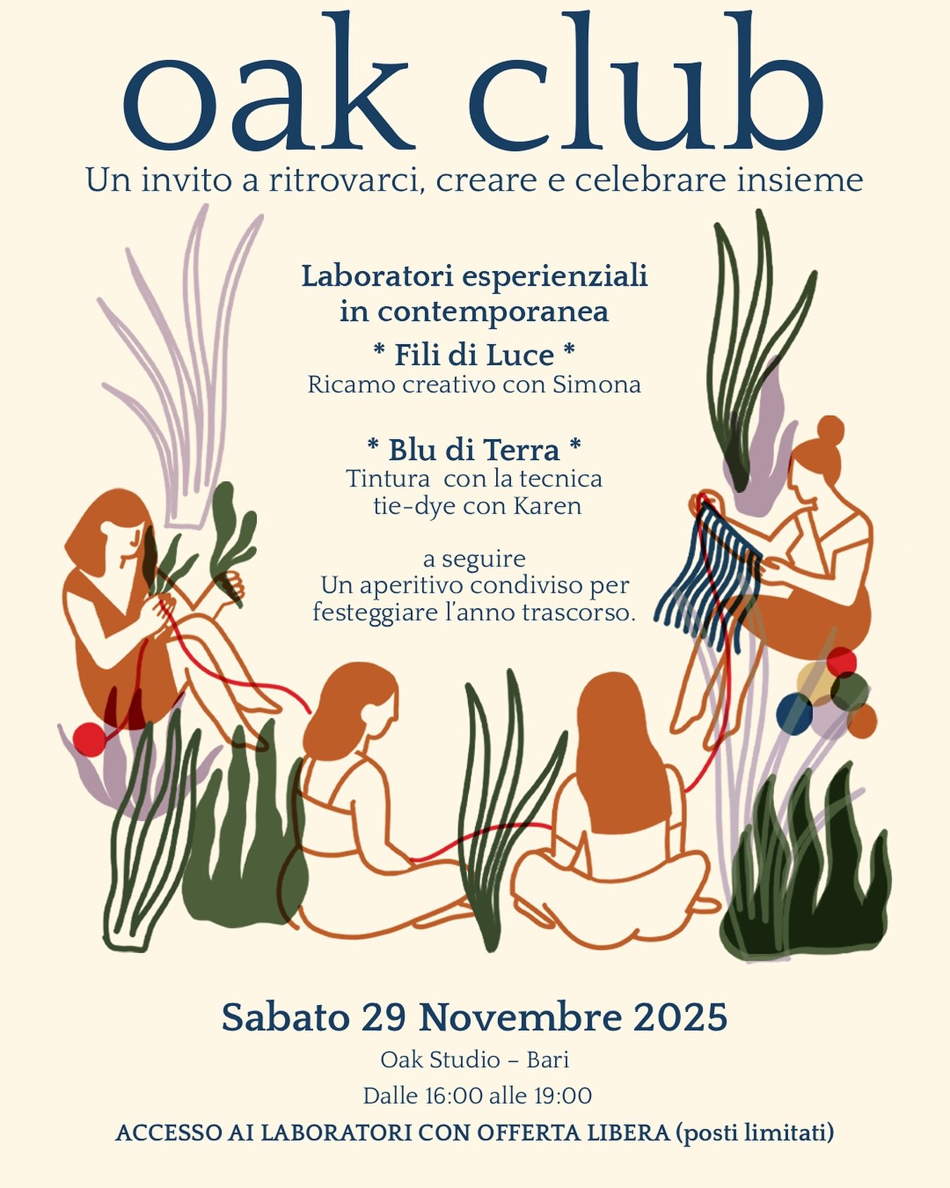 Mentre il mondo corre dietro al Black Friday, noi scegliamo un altro ritmo: creare insieme, con calma e piacere.
A partire dalle 16:00, due laboratori per ritrovarci, rallentare e dare vita a gesti lenti e creativi:
🌸 Fili di Luce &ndash; trasforma 