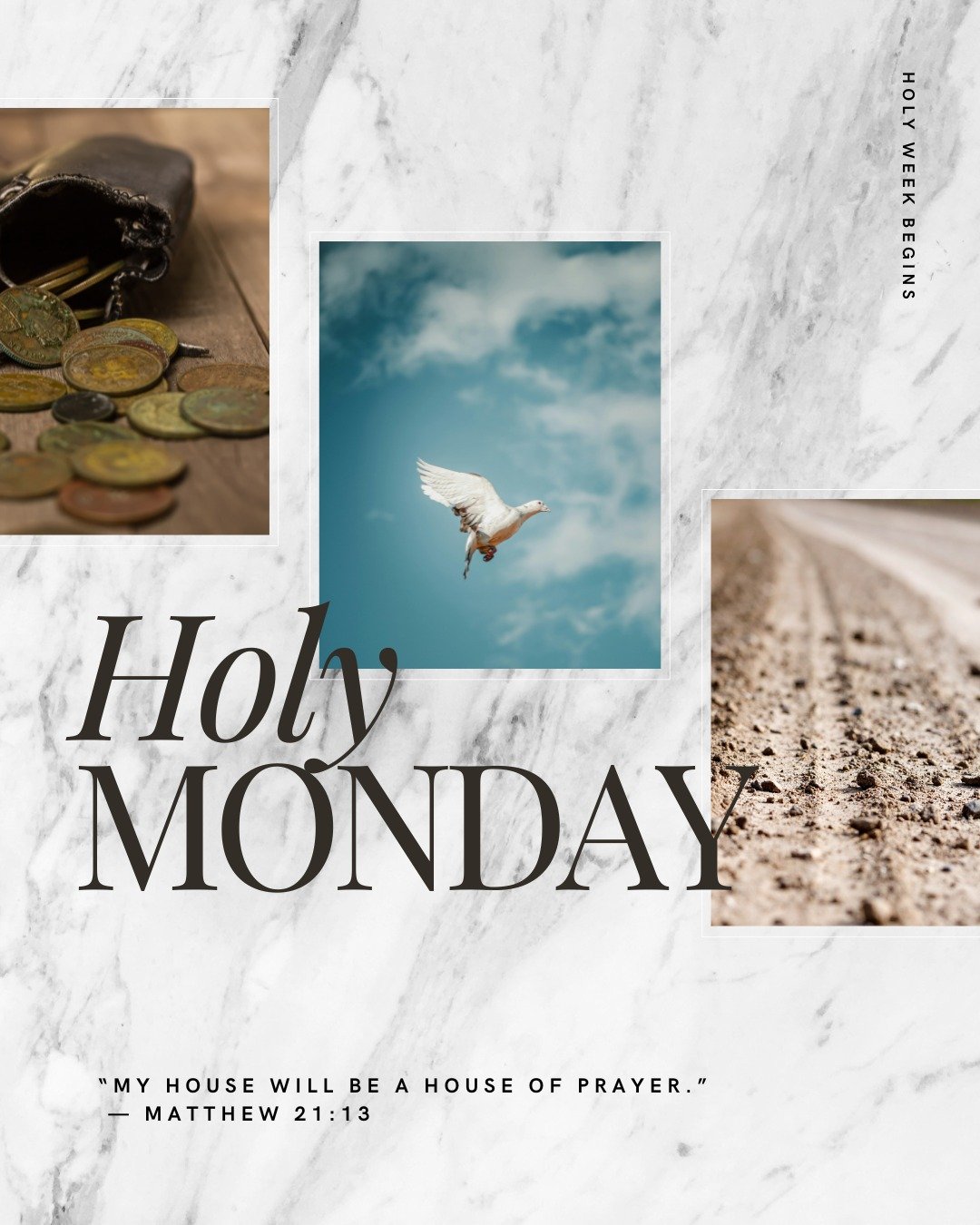 Here's the deal for Holy Monday: 
👇🏼
Jesus entered the temple, saw it had been turned into a place of greed and exploitation. Bro was not having it.
👇🏼
OPEN your Bible and read along!
Matthew 21:12-13 Jesus entered the temple courts and drove out