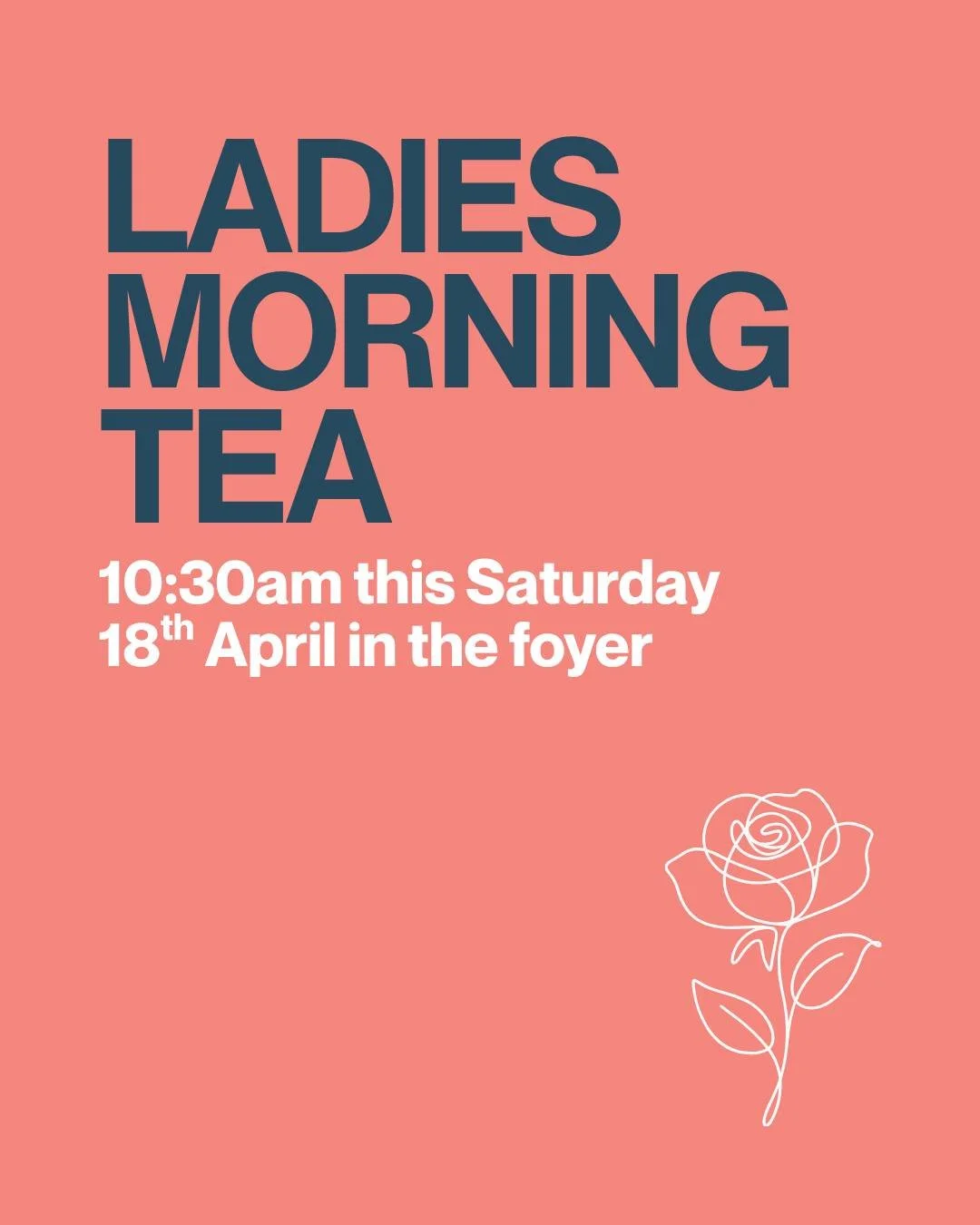 Ladies! This Saturday in the foyer with Daneile. Come and take a load off, eat some sugar, and encourage one another. 🍰☕