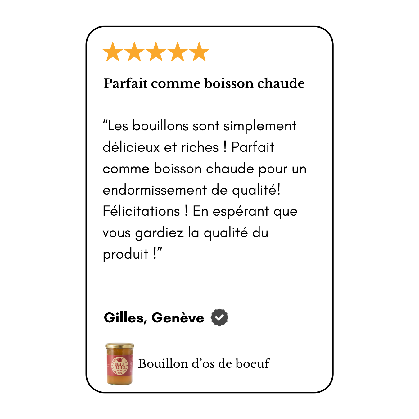 Revue 5 étoiles, Parfait comme boisson chaude