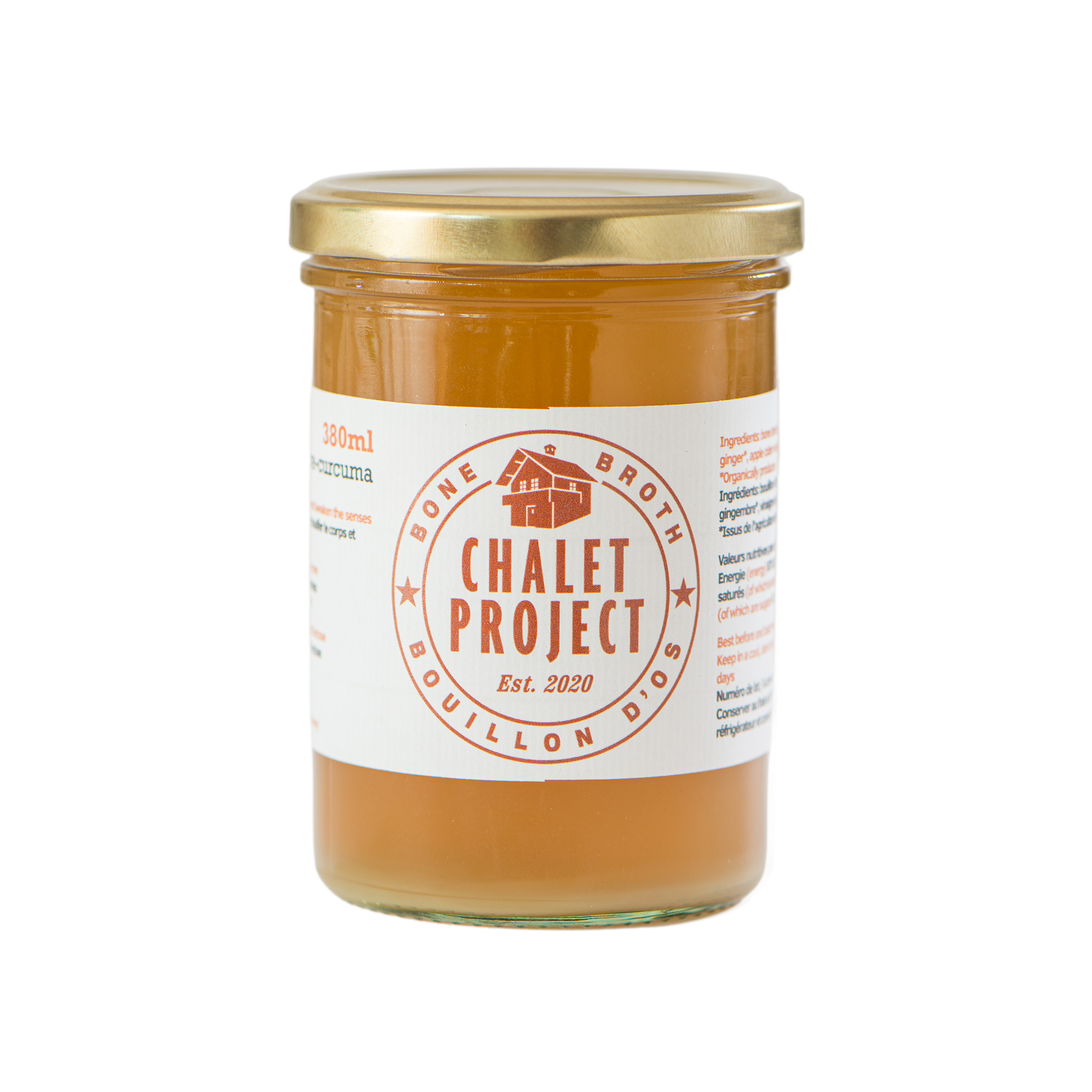 Bouillon d'os poulet gingembre et curcuma bio (dès 4 bocaux de 380ml)