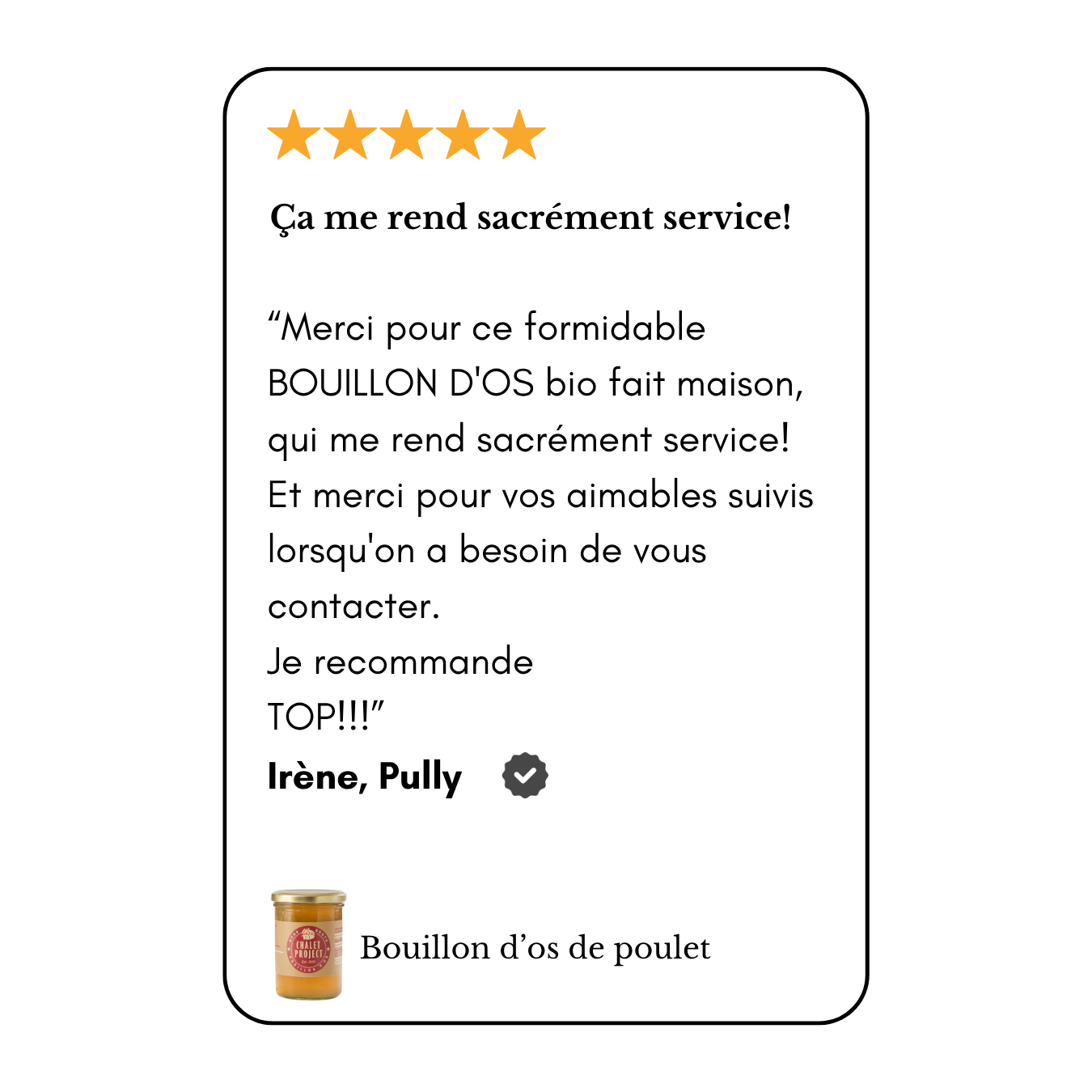 Revue 5 étoiles, ça me rend sacrément service!