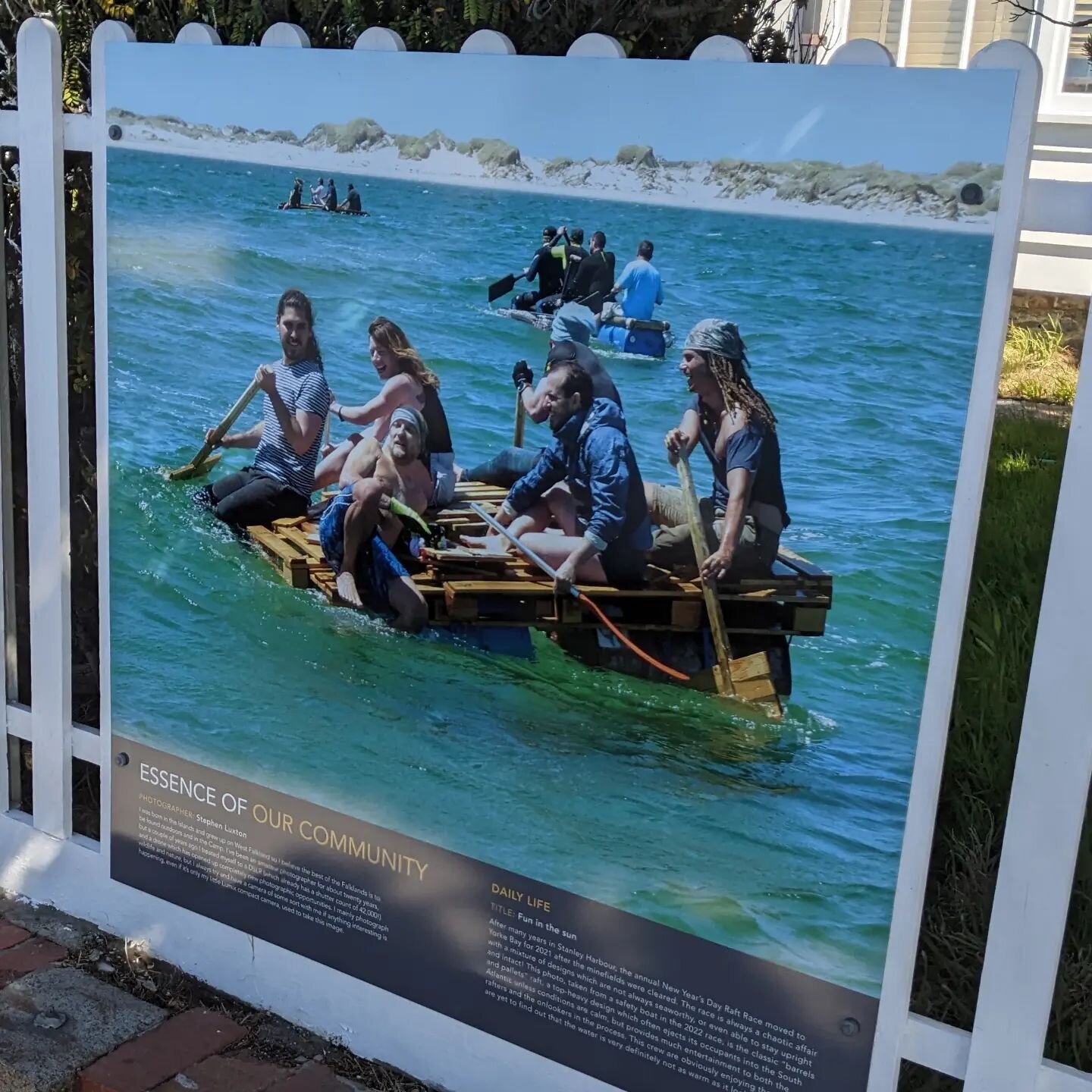 Feeling like a bit of a celebrity, appearing in the Essence of Our Community outdoor art exhibition. The photo was taken by local photographer @stephen.luxton at the annual New Years Day Raft Race, and features our team of intrepid sailors on our hom