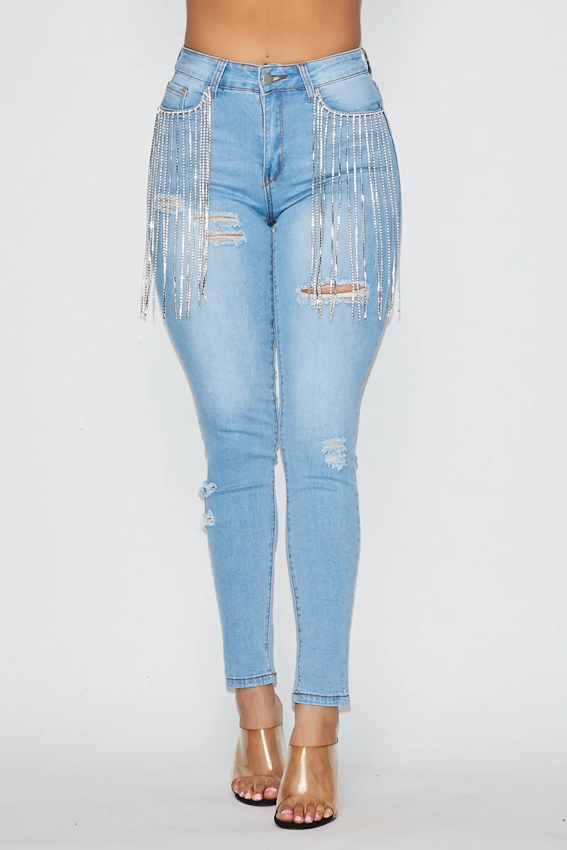 Diamond Fringe Jeans — Hers By Q