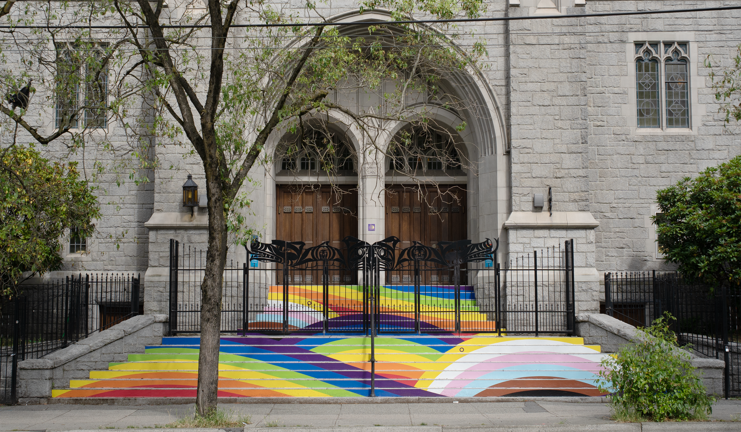 Illustrations for stair wrap designs for St. Andrew's Wesley United Church by freelance graphic designer and illustrator Cheryl Loh
