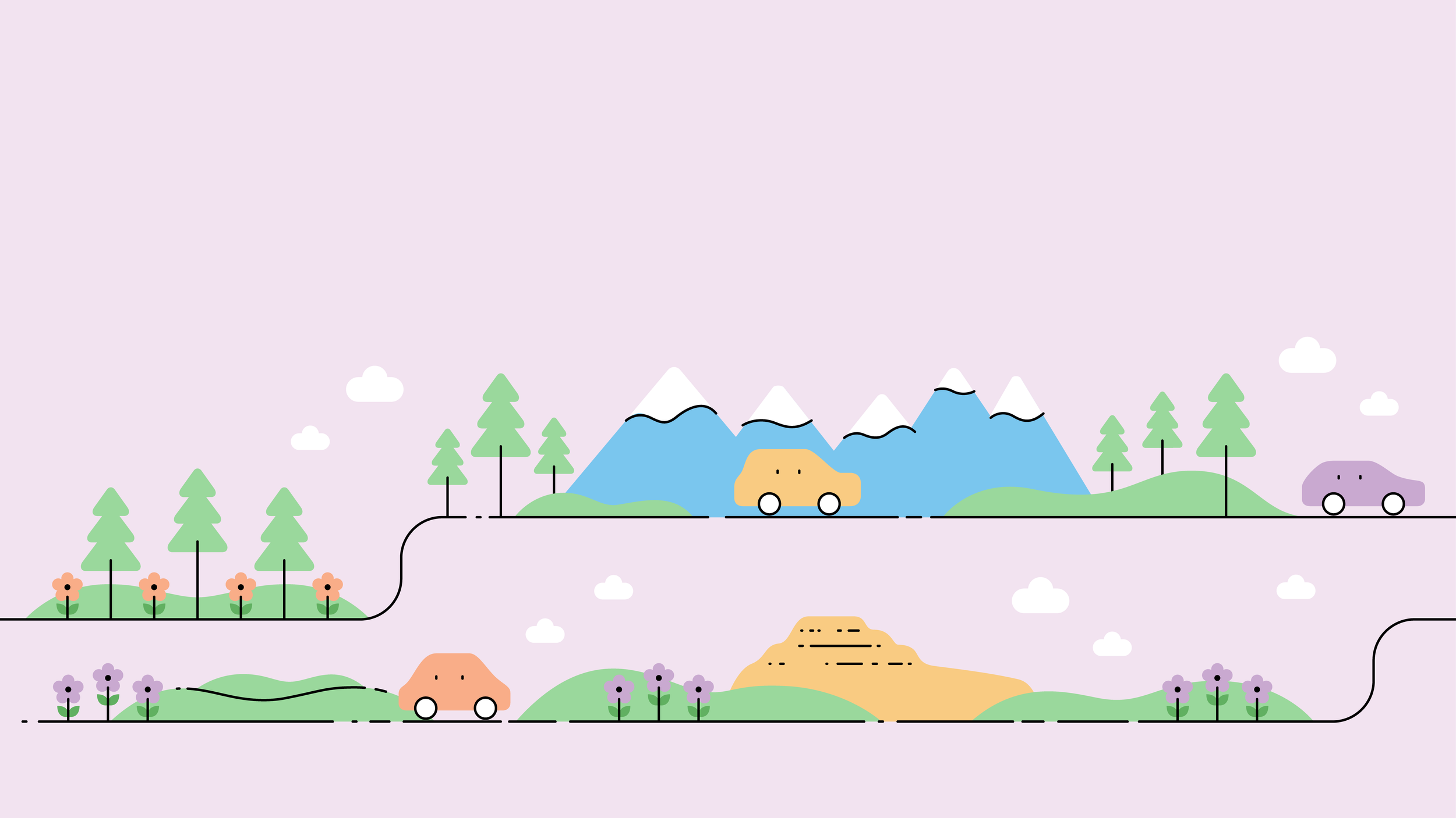 Canadian landscape illustrations for Poparide's marketing materials | Cheryl Loh | Freelance graphic designer and illustrator