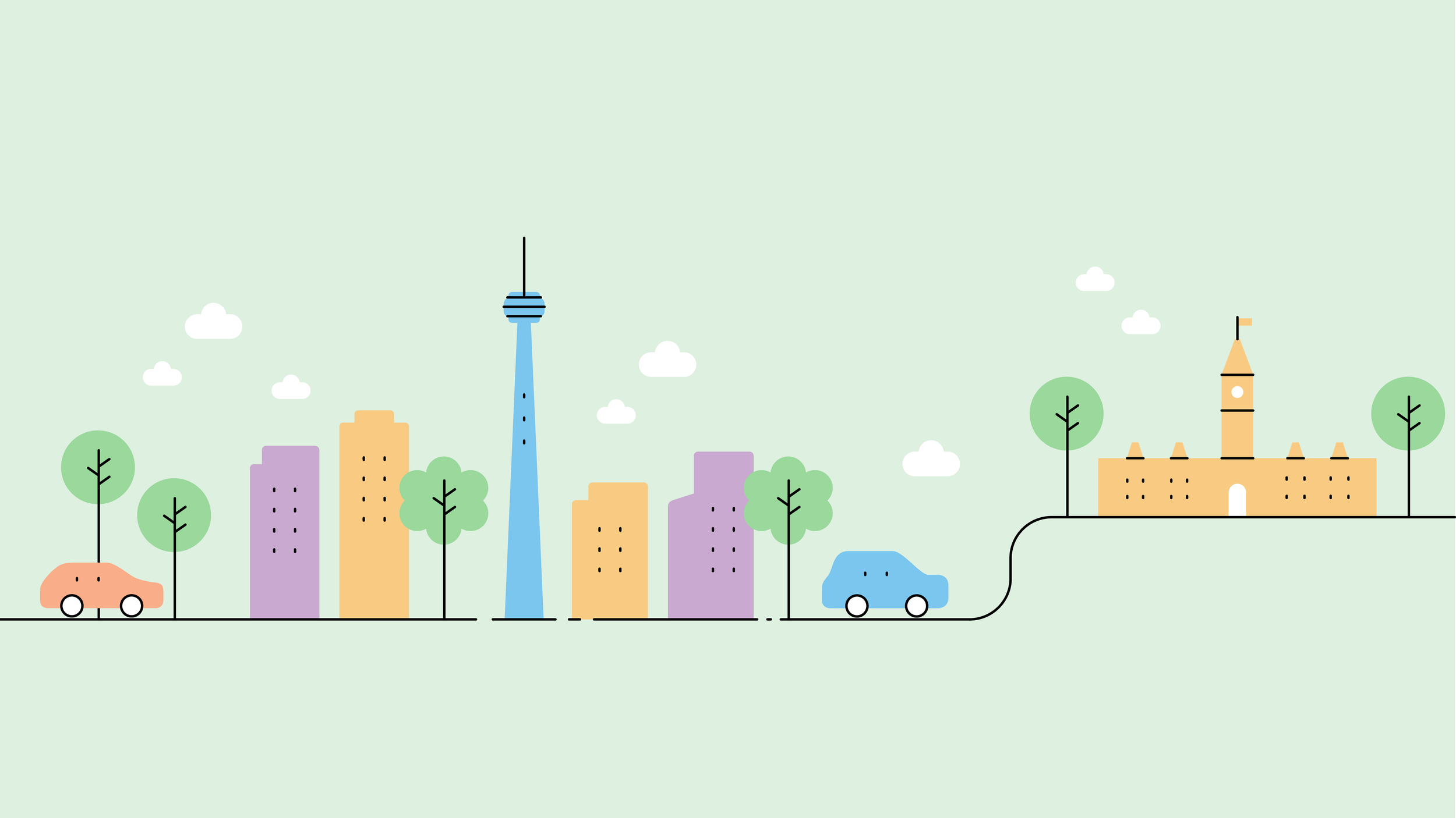 Canadian landscape illustrations for Poparide's marketing materials | Cheryl Loh | Freelance graphic designer and illustrator