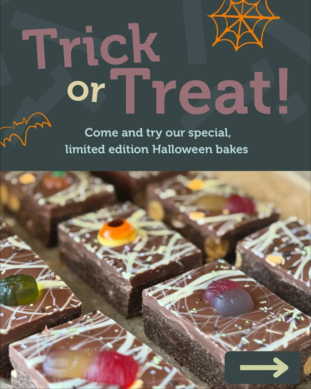 Trick or treat&hellip; 👻

Come sink your fangs into our limited-edition Halloween bakes &ndash; spooky, sweet, and scarily good! 🕸️🧁

Only for a limited time, so don&rsquo;t ghost us!

📸 Snap your spookiest bite and tag us in your Insta pics &nda