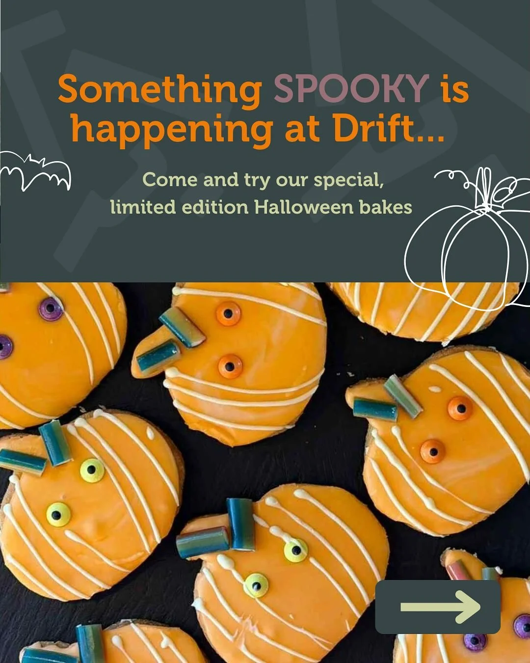 Something spooky is happening at Drift&hellip; 👻🕷️

More limited-edition Halloween bakes have crept in just in time&hellip;🎃🧁

Come try them this week only &ndash; before they vanish after the big day on Friday (Halloween)!

📸 Don&rsquo;t forget