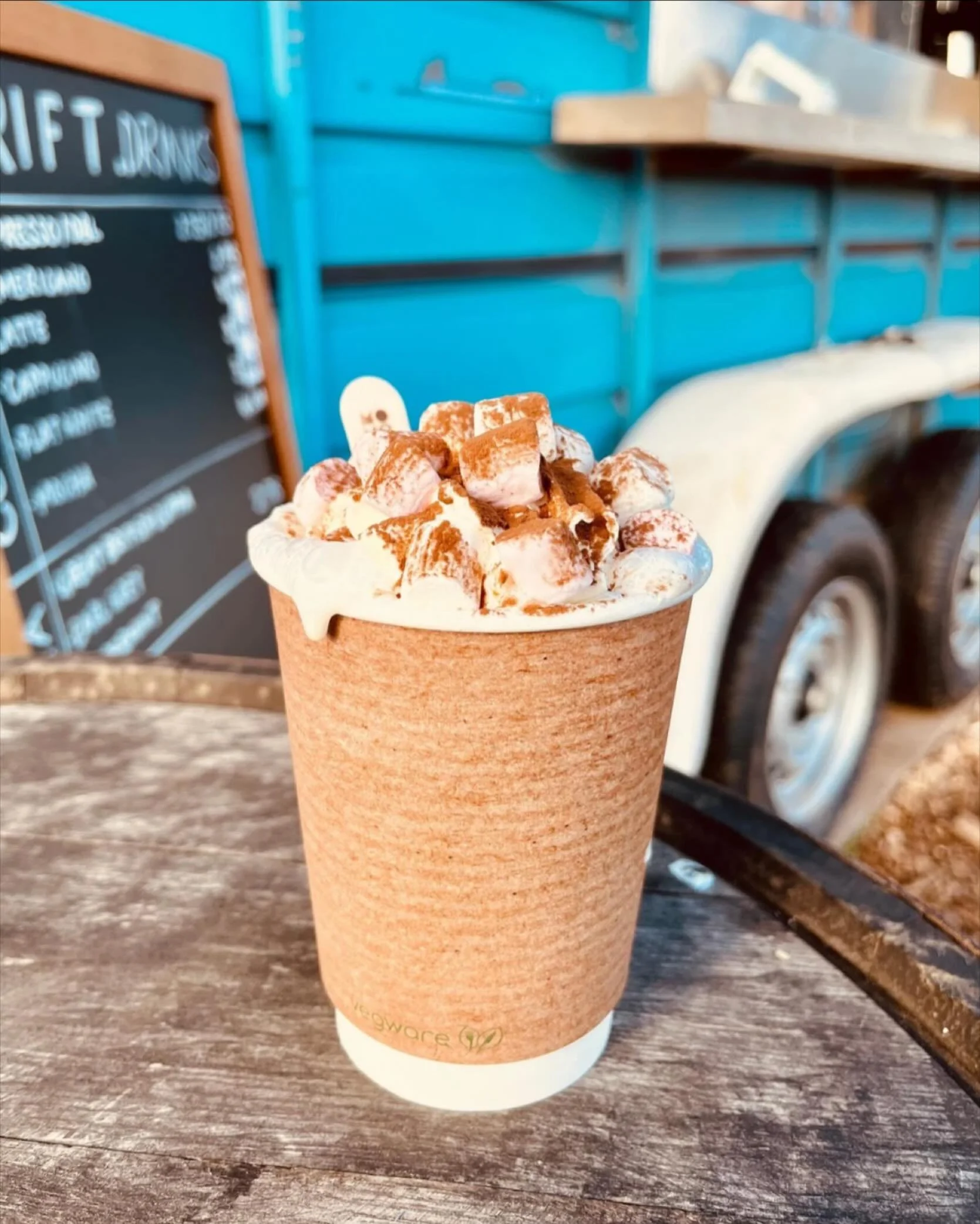 Out on your dog walk? 🐾🍁

Make your autumn stroll even sweeter with a stop at Drift takeaway trailer!

Warm up with one of our indulgent autumn hot chocolates &ndash; take your pick from:
🍫 Kinder Bueno
🍮 Caramel
🍊 Terry&rsquo;s Chocolate Orange