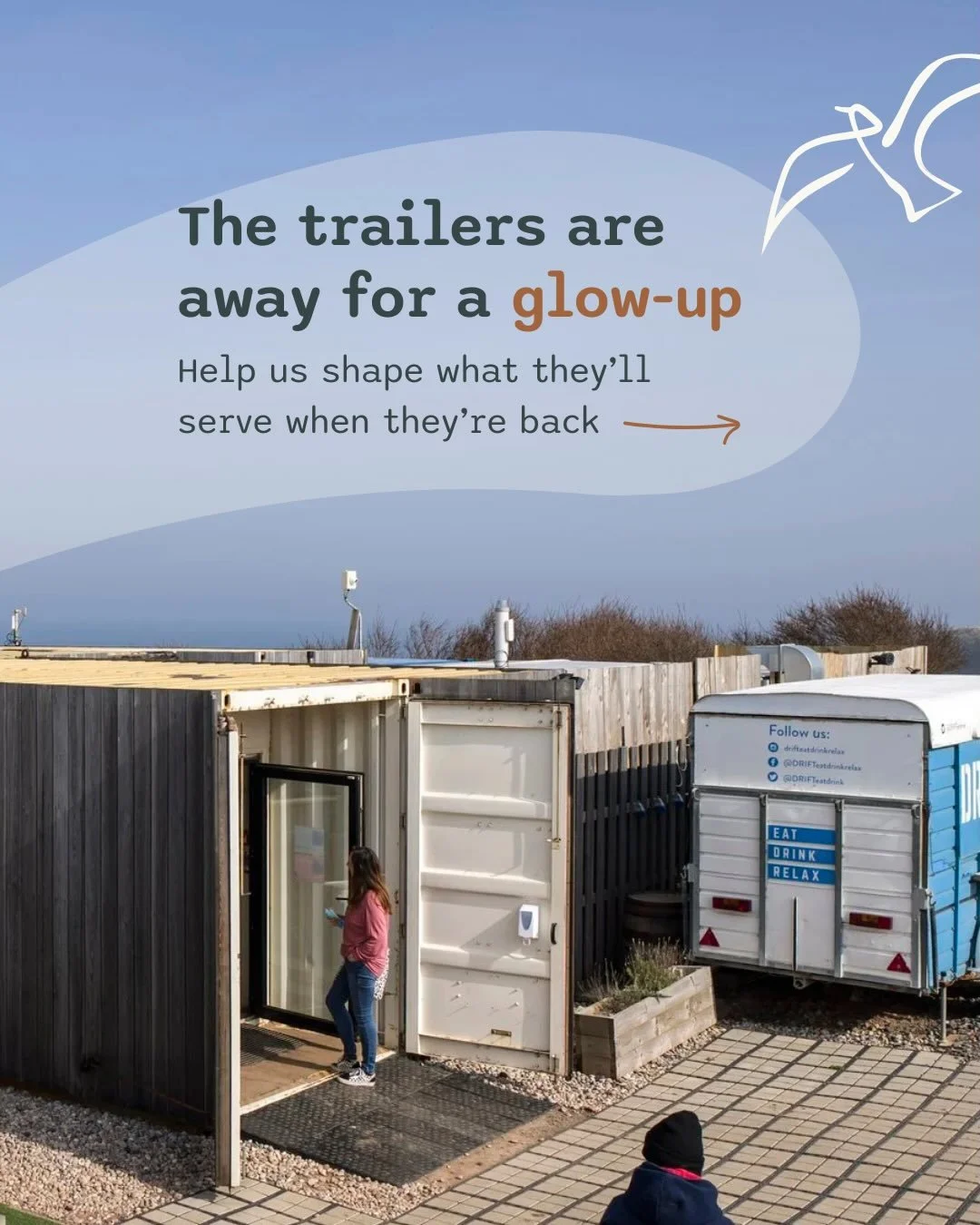 🚚✨ Our Drift takeaway trailer is getting a makeover with @thomas_paints &mdash; and we want YOUR input!

We&rsquo;re thinking about fresh new food, warming bites, and tasty treats to serve you at our takeaway trailer &hellip; but we can&rsquo;t deci