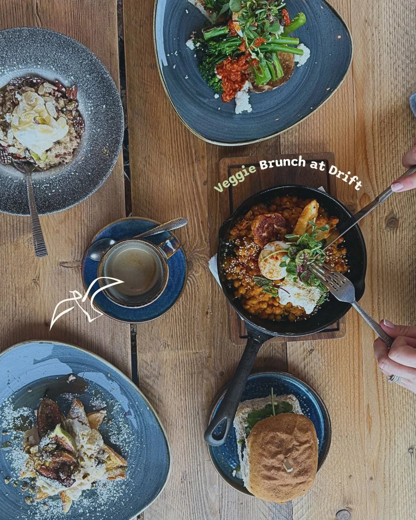 We&rsquo;ve got plenty of delicious veggie brunch options waiting for you at Drift Eatery.

Which one would you choose?

🥣 Bircher Muesli - apple-soaked oats, pecans, sultanas, pumpkin seeds, cranberries, flaked almonds, yoghurt from Yester Farm &am