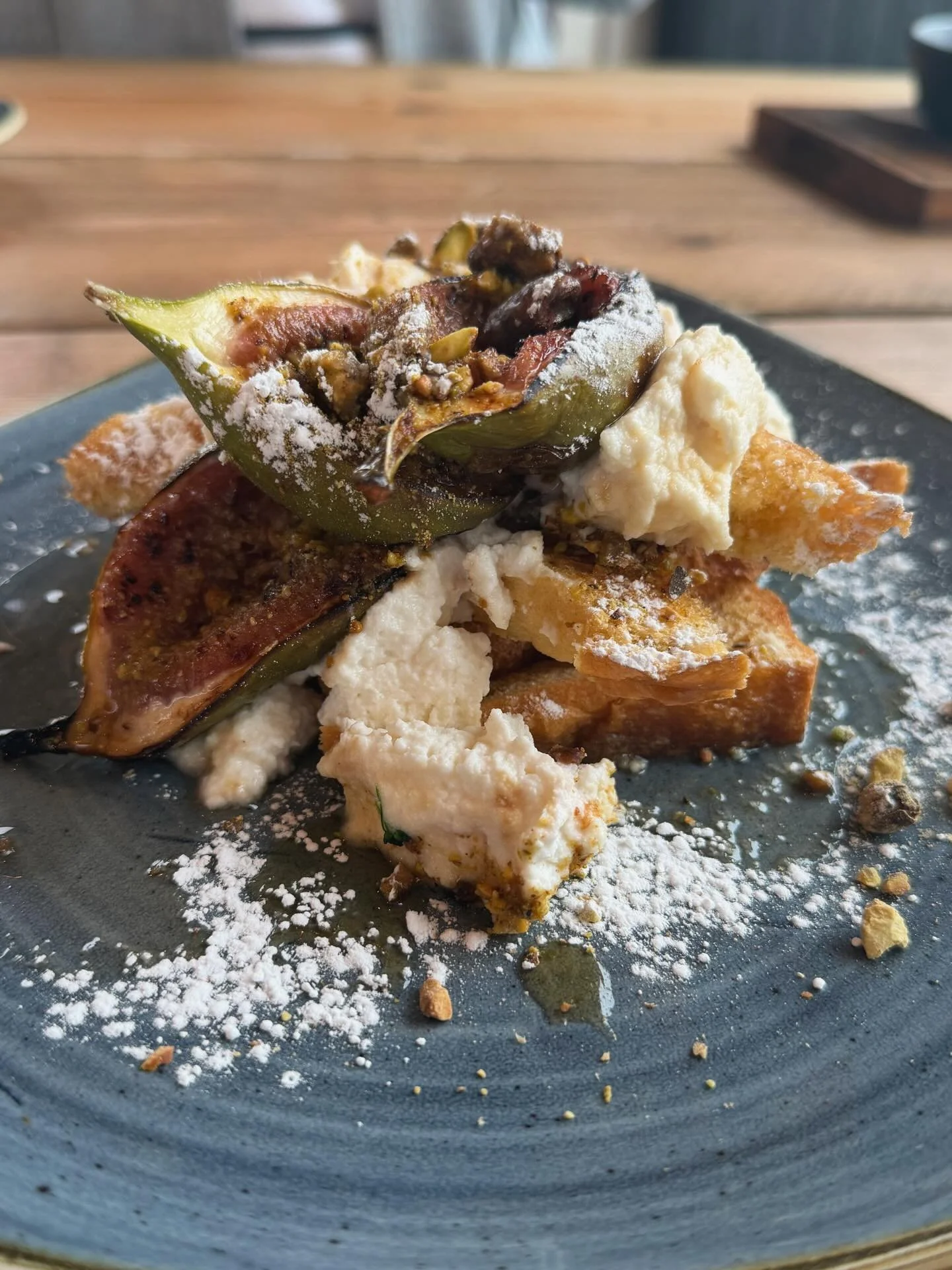 A simple brunch done really well at Drift Eatery.

Whipped Ricotta Toast - toasted brioche, whipped ricotta, grilled figs, pistachio crumb &amp; a light dusting of icing sugar.
V, GF available

Come try this dish before our seasonal menu changes at t