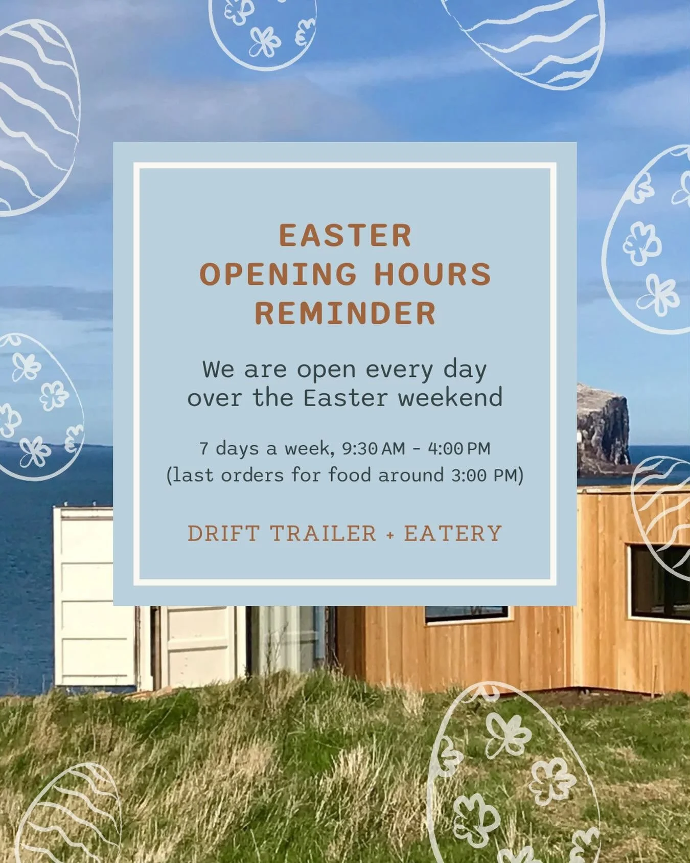 Easter at Drift 

Swing by for coffee, brunch, or our delicious Easter bakes &ndash; it&rsquo;s the perfect time to treat yourself&hellip; or use that Drift gift voucher you&rsquo;ve been saving!

Open every day, so bring your family &amp; friends fo