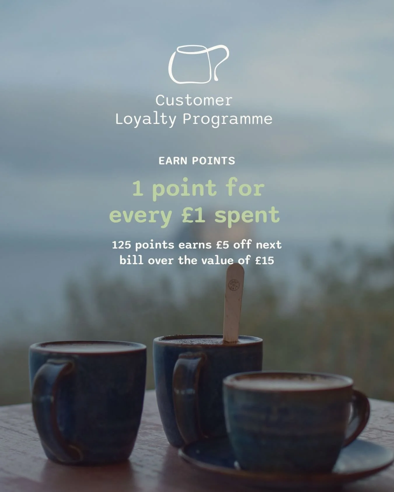Are you part of our loyalty programme? If not ask at the till about joining!

Earn 1 point for every &pound;1 spent. Collect 125 points to receive &pound;5 off your next bill when you spend over &pound;15.

Powered by Square Loyalty.