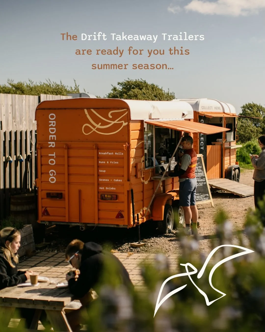 Our Drift takeaway trailers are serving hot drinks, hot food, and a fresh seasonal menu &mdash; perfect for grabbing something delicious on the go. ☕