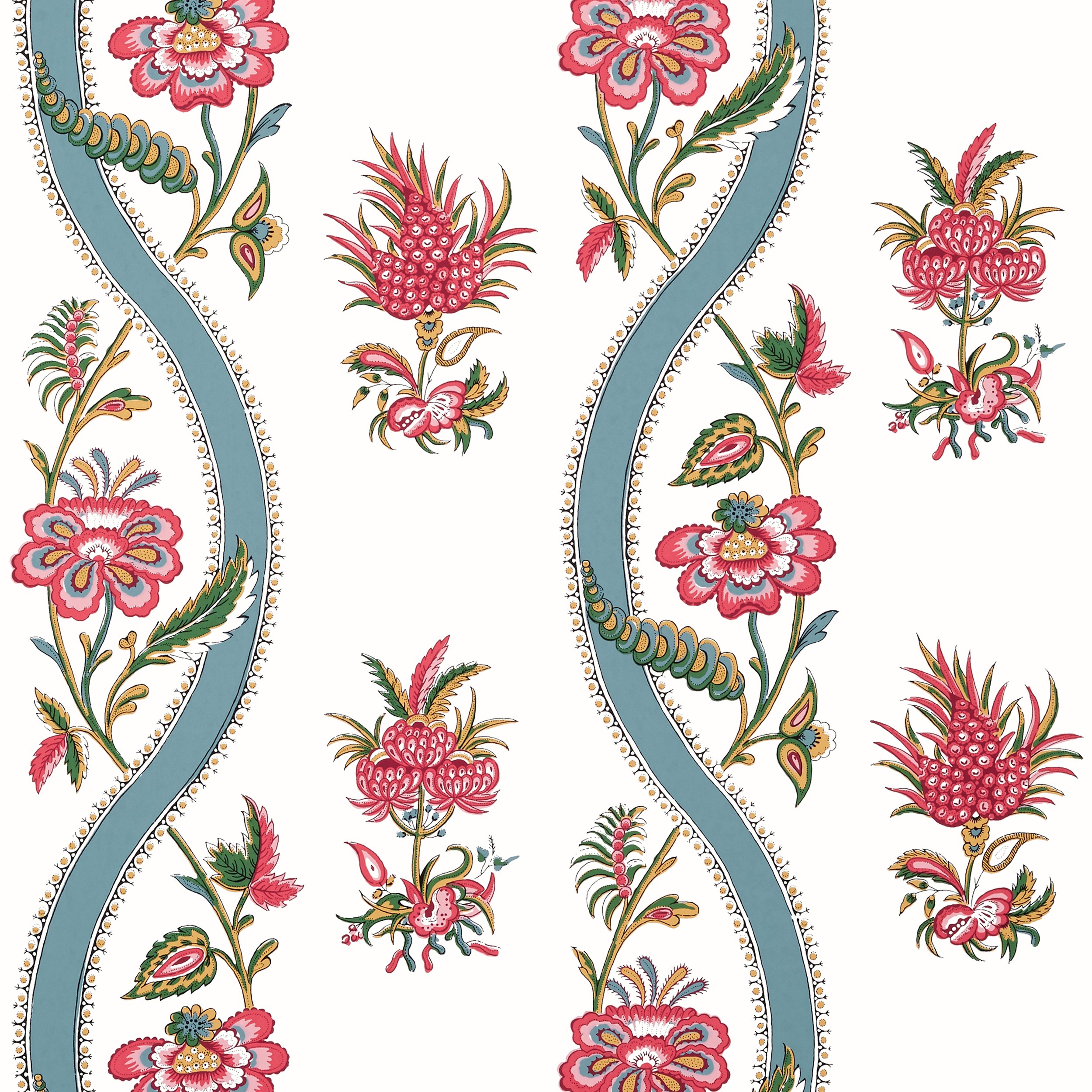TELA RIBBON FLORAL FRAMBUESA TEAL