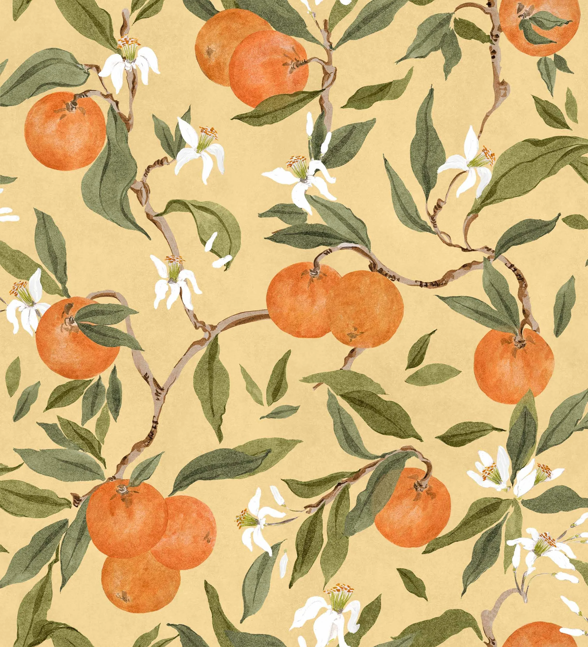 PAPEL PINTADO NARANJOS AMARILLO