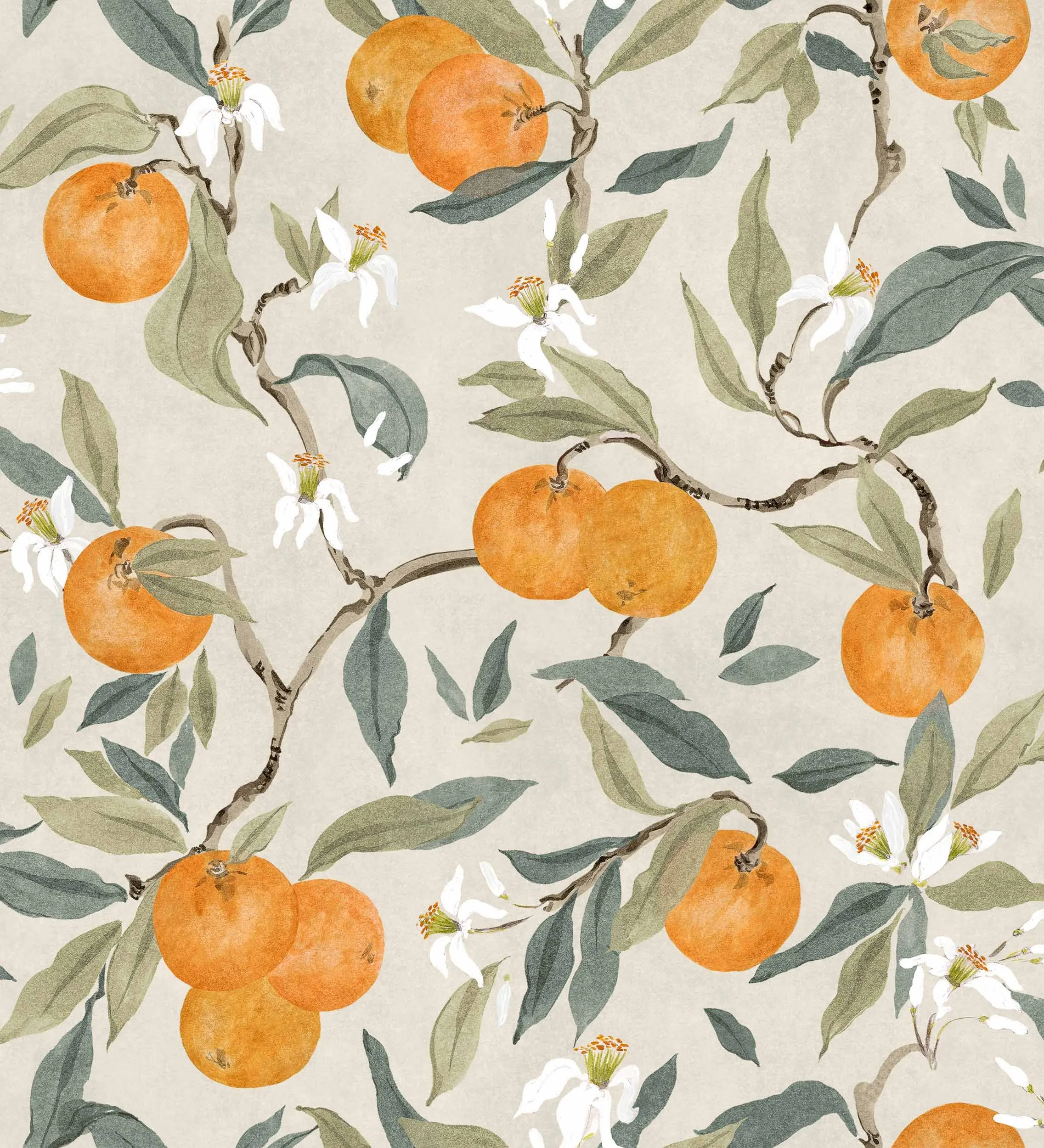 PAPEL PINTADO NARANJOS PIEDRA