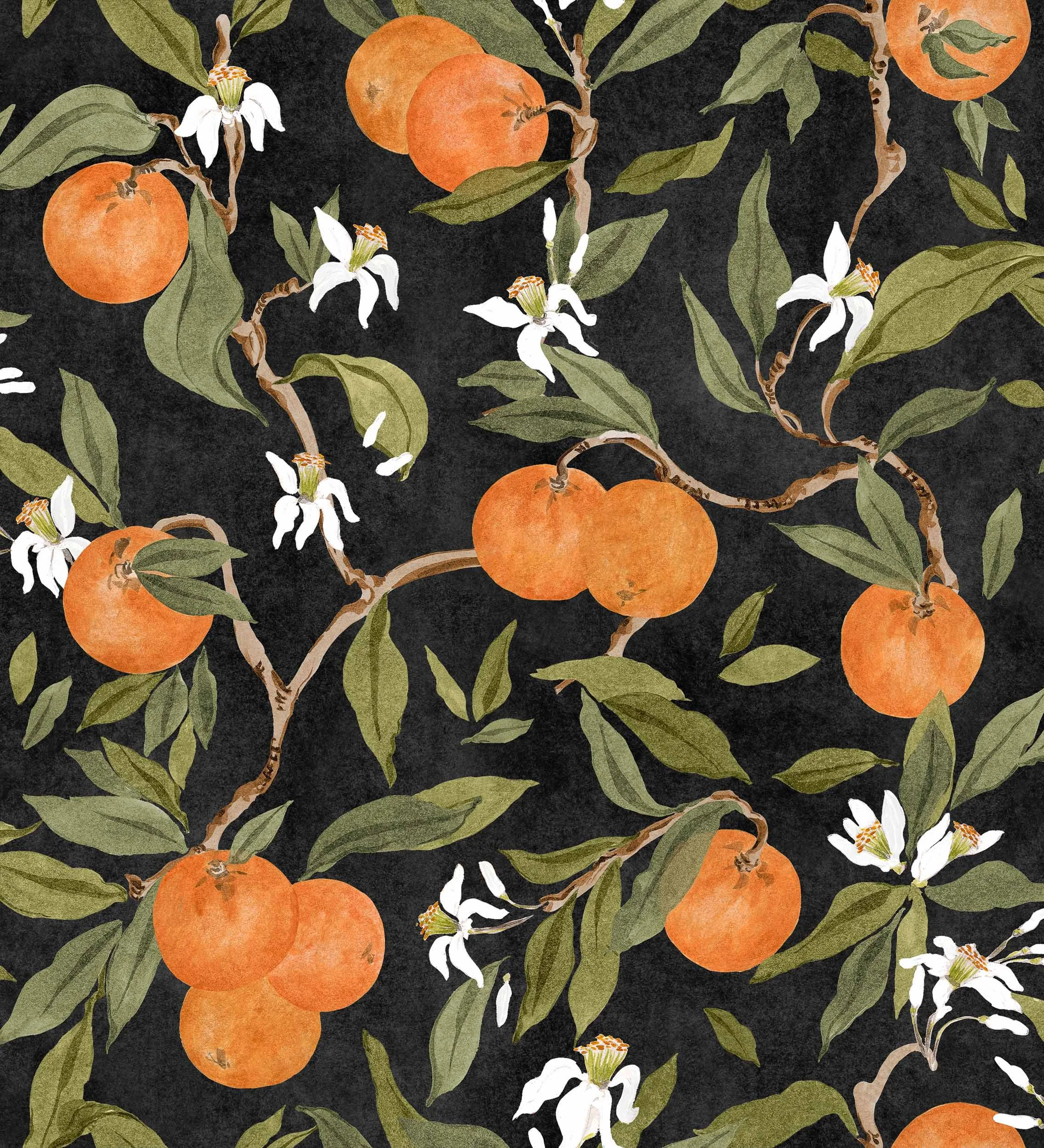 PAPEL PINTADO NARANJOS PIZARRA