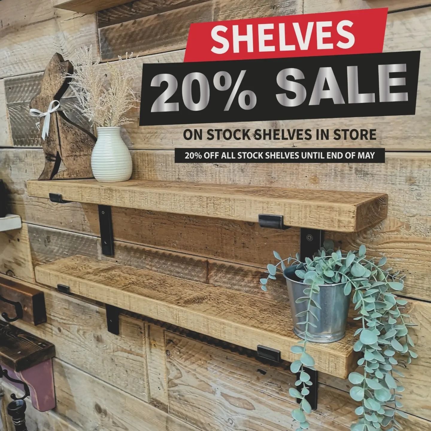 Shelfie Sale! We've got lots of shelves in store now on sale until the end of May.

#sale #shelfie #rusticshelves #shelfstyling #shelfies #shelfinspo #shelfbrackets #shelvesofinstagram #plantsofinstagram #shelf #shelves #rusticdecor #homeinspo #homel