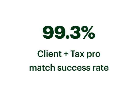Client and Tax pro match success rate