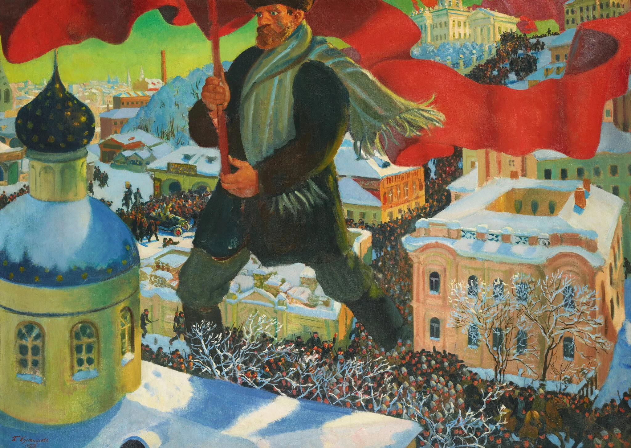 The Bolshevik by Boris Kustodiev, 1920. The Tretyakov Gallery via Wikipedia Commons.