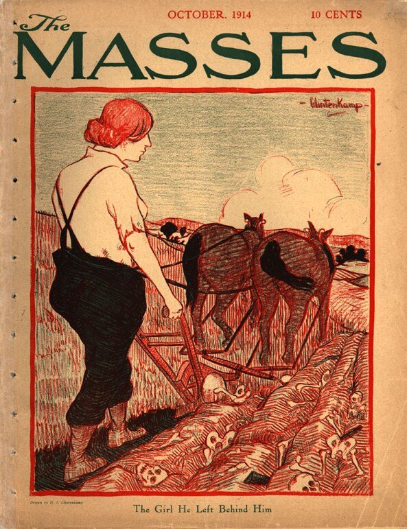 English: Cover of The Masses, 1914. The Girl He Left Behind Him by Henry J. Glintenkamp. 