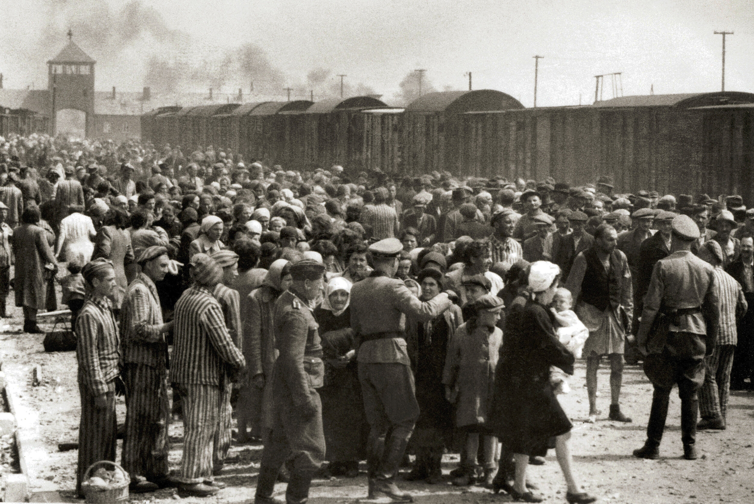 "Selection" of Hungarian Jews on the ramp at Auschwitz II-Birkenau in German-occupied Poland, around May 1944.