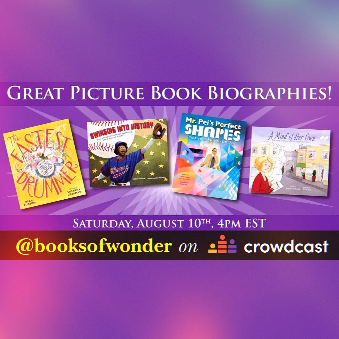 Inspiring Biographies! 🤩

Join me and fellow kidlit authors as we discuss our new picture book biographies with @booksofwonder! We&rsquo;ll be coming to you virtually on Sat, 8/10 @ 4pm est! 

Excited to share the panel with @karenlswanson @jleungbo