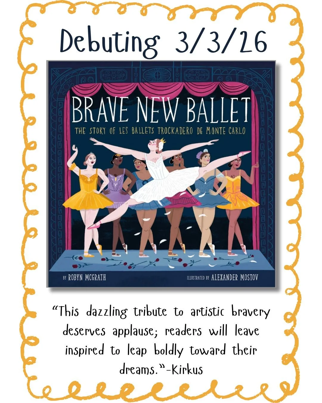 Over the moon about my upcoming release with @alexander_mostov and @penguinworkshop 💫
Our Kirkus review is officially on pointe! 🩰

Here&rsquo;s to the Trocks...
50+ years of delighting audiences worldwide with their artistry and humor. 

You can r